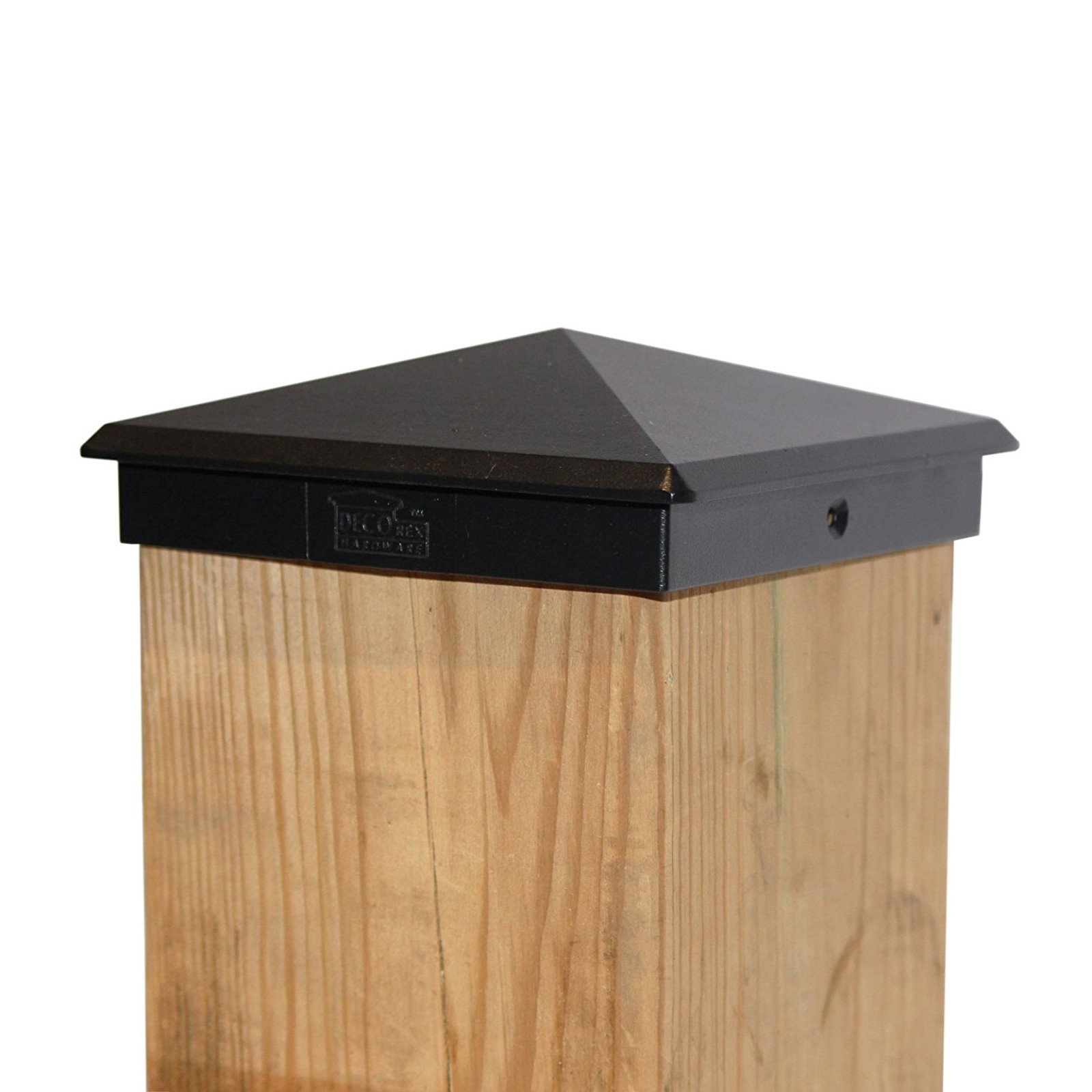 True 6" x 6" Heavy Duty Aluminium Pyramid Post Cap for Wood Posts - Black