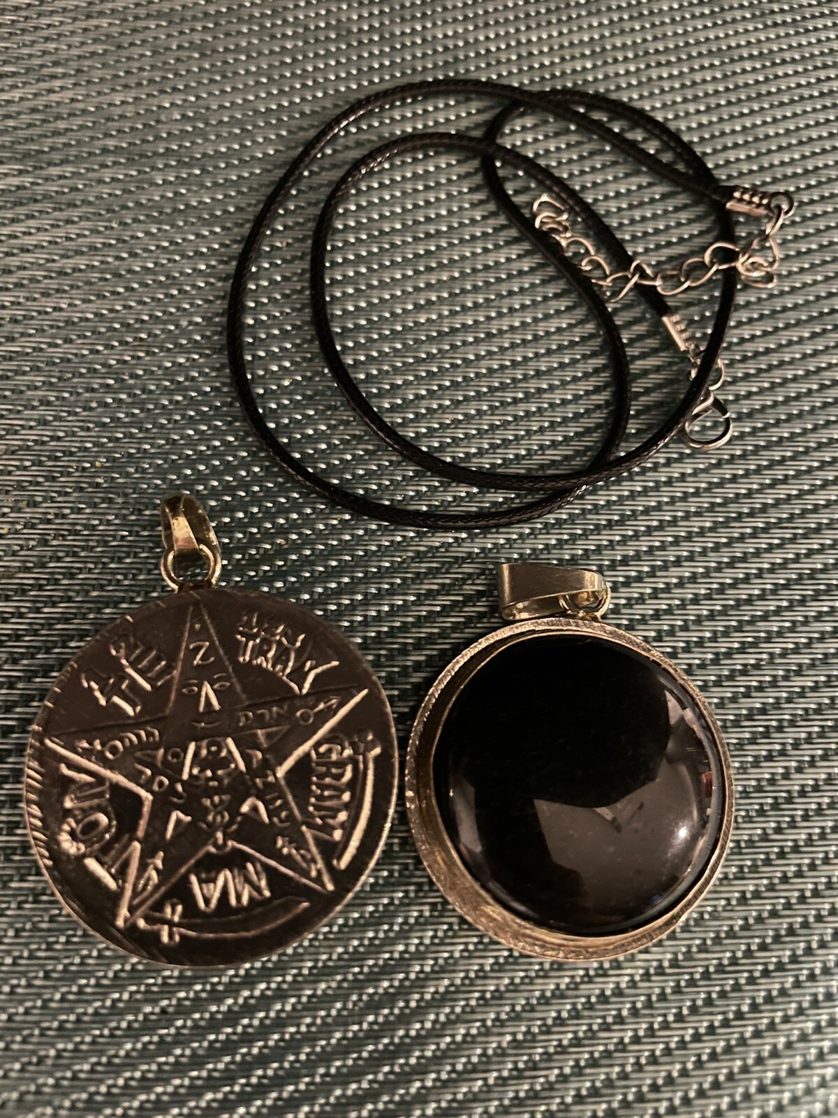 Obsidian Tetragrammaton- Obsidiana Negra - Pentagram Pendant - Protection -Large