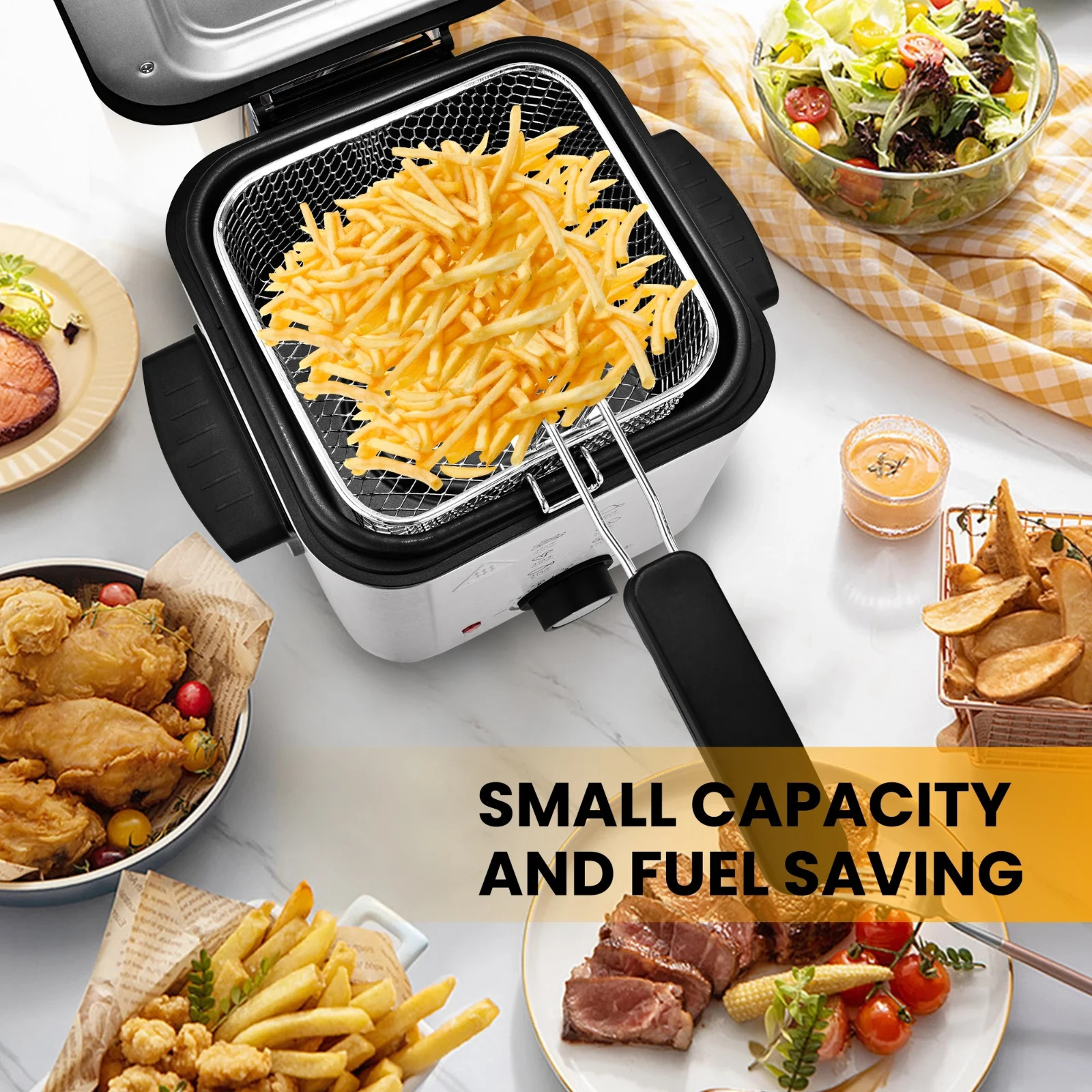 Deep Fryer 1.5L Cool Touch with Basket Nonstick Removable Lid