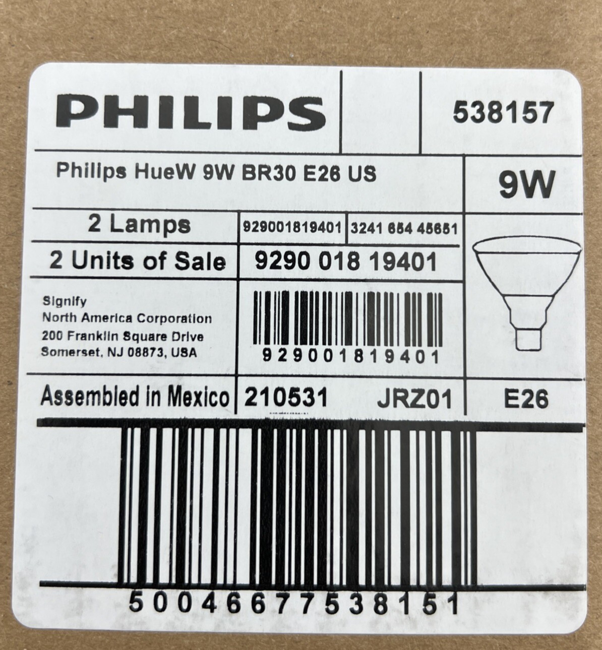 Philips Hue Smart LED Flood Light Bulb BR30 Bluetooth Zigbee Soft White 2 Pack