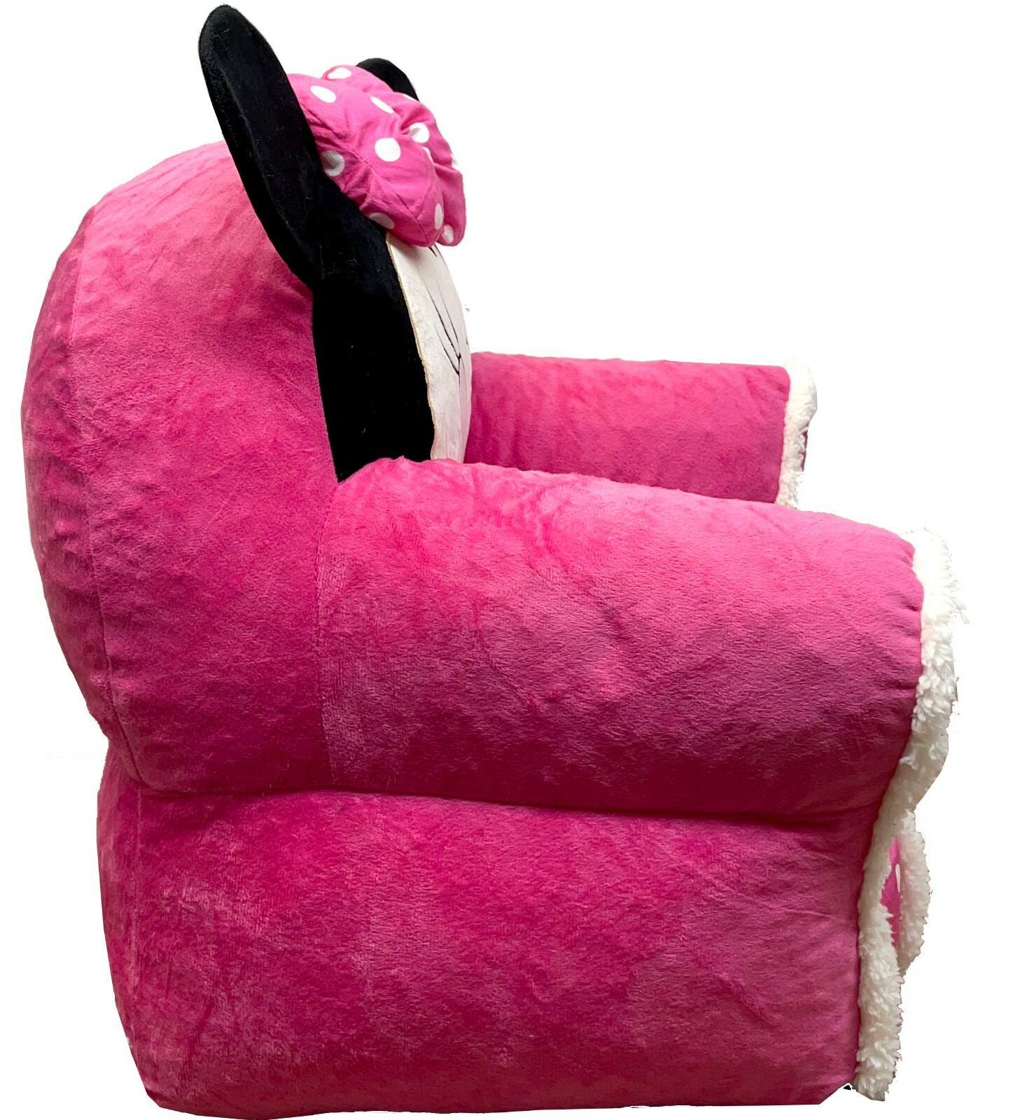 Disney Junior Minnie Mouse Kids Plush Sofa Bean Bag Chair With Sherpa Trimming