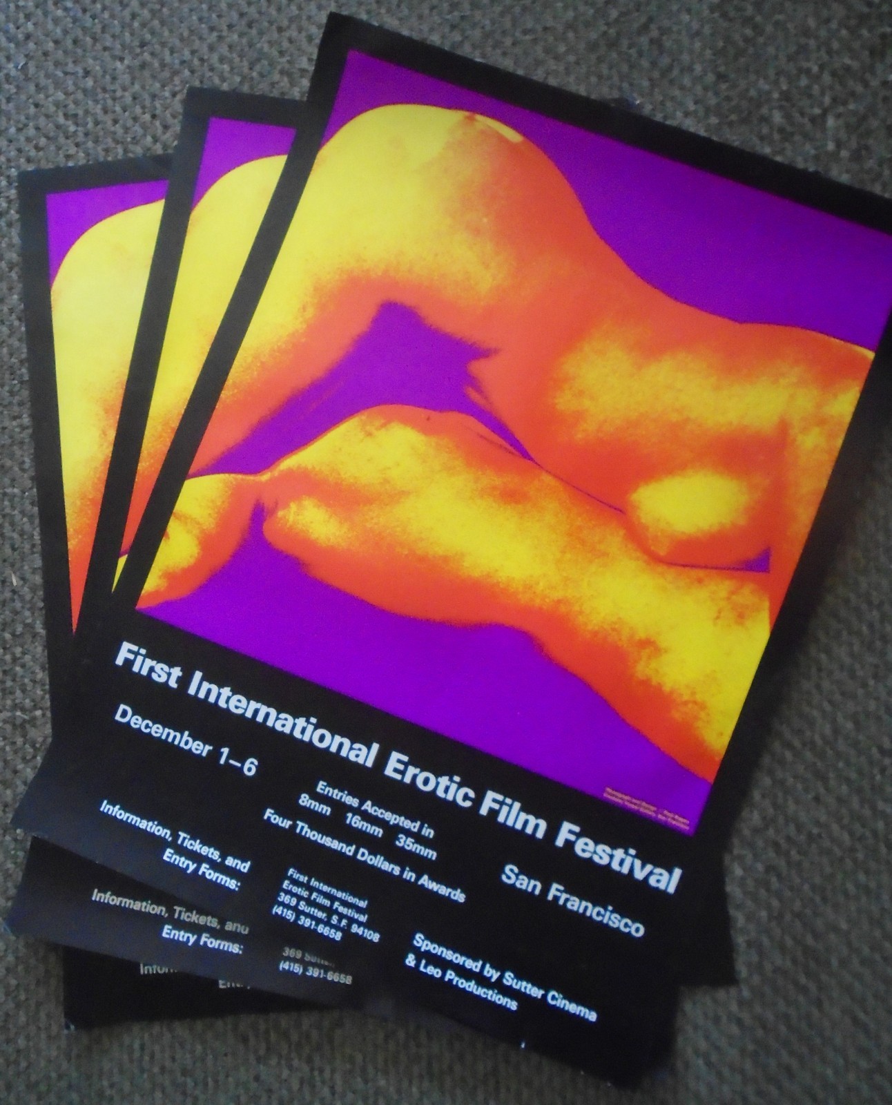 ORIGINAL-FIRST ANNUAL EROTIC FILM FESTIVAL POSTER-SAN FRANCISCO-DECEMBER 1970