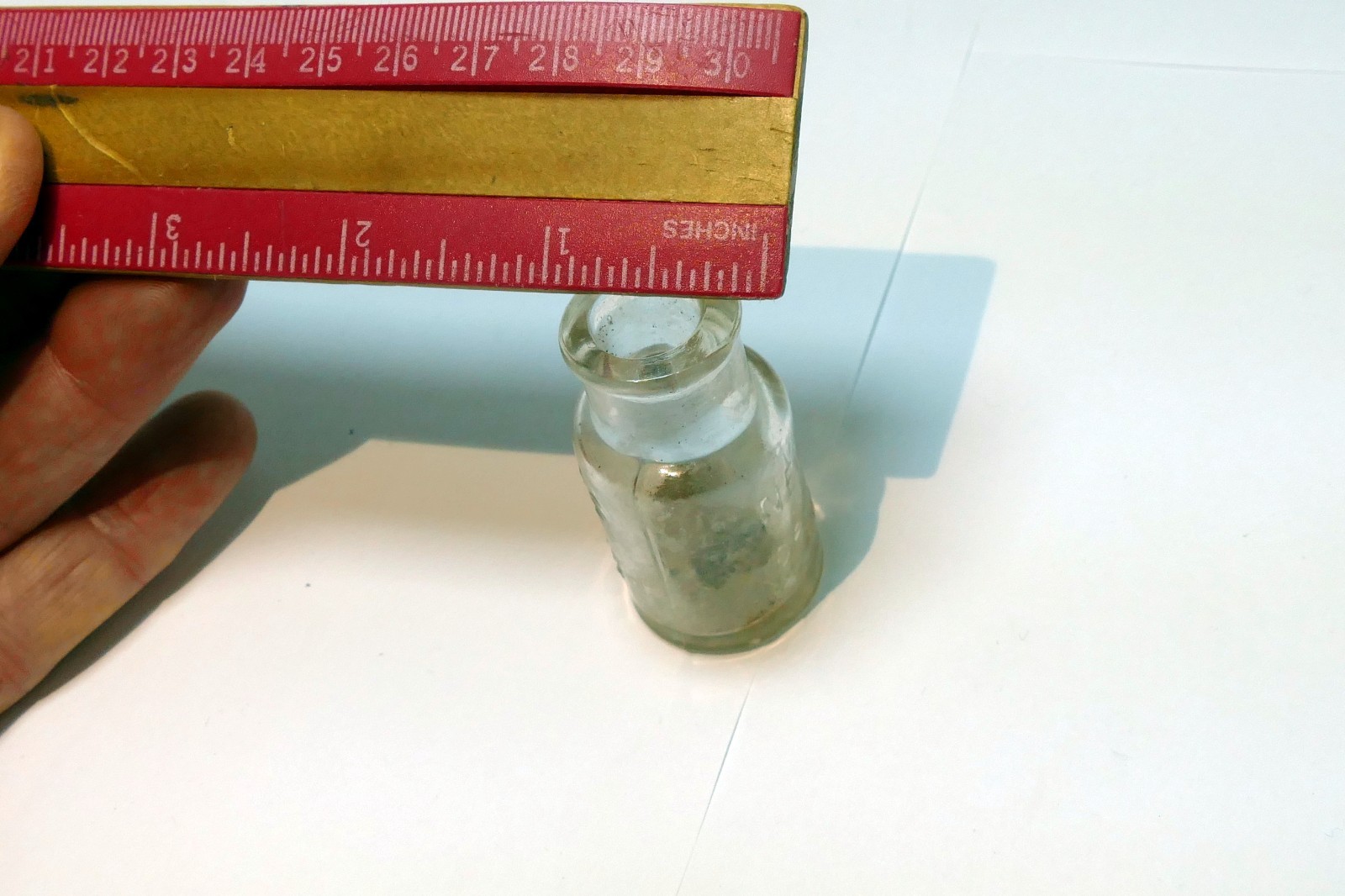 Sample Size Embossed Majors Cement Bottle New York rattlesnake oil 1890's