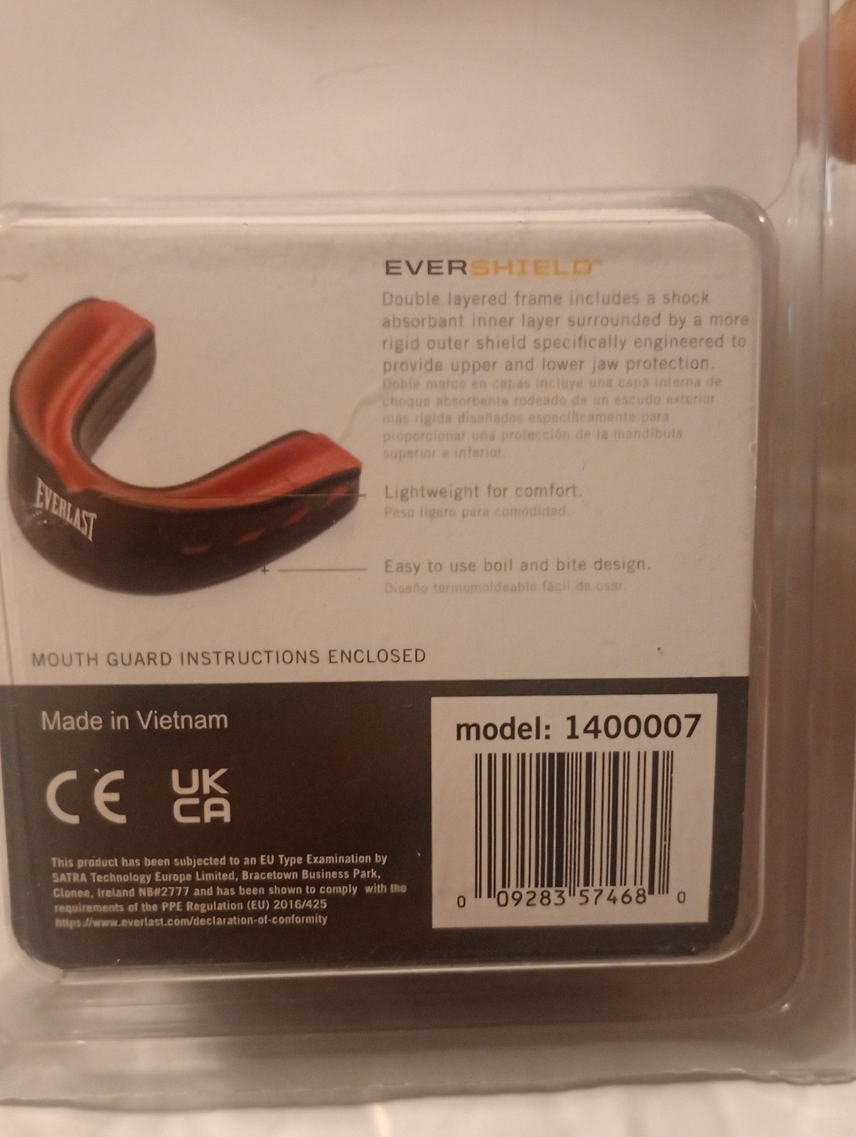 Everlast Evershield Double Mouth Guard 14000007 Dual Layer Technology with Case