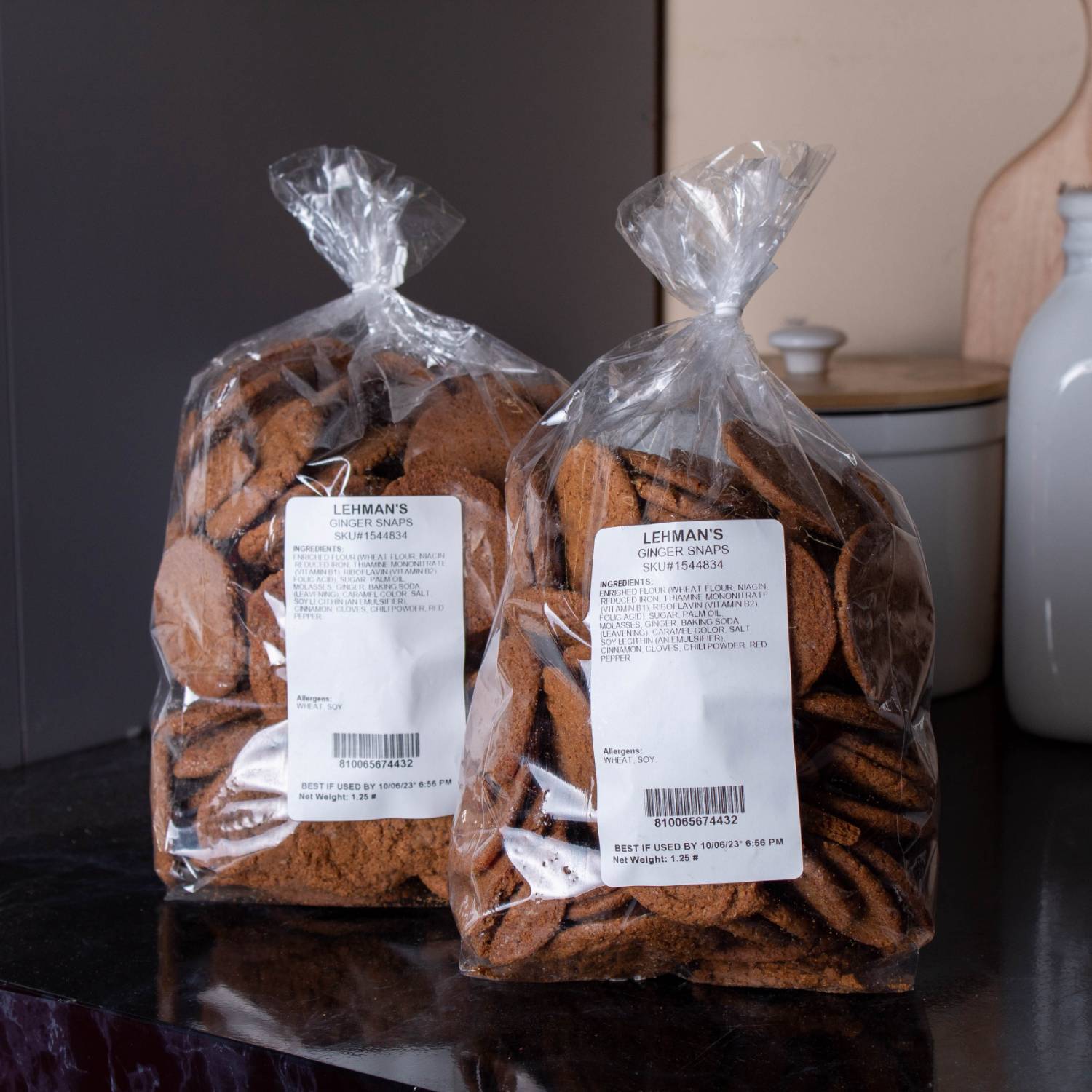 Lehman's Ginger Snaps Cookies, Crispy Crunchy Classic, 2 Pack of 1.25 lb Bags