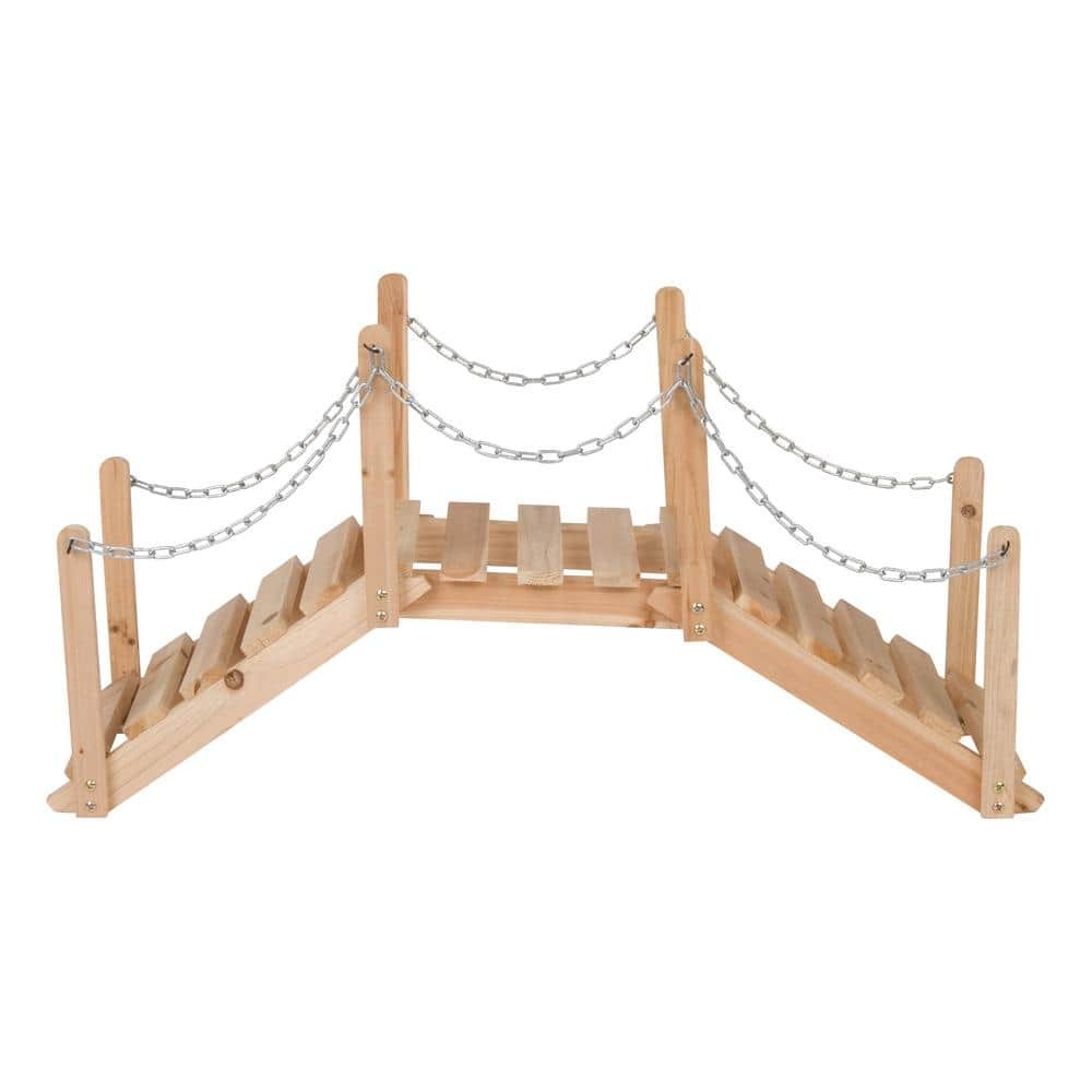 3 ft.Natural Cedar Wood Classic Arch Garden Bridge with Side Rails (Decorative U