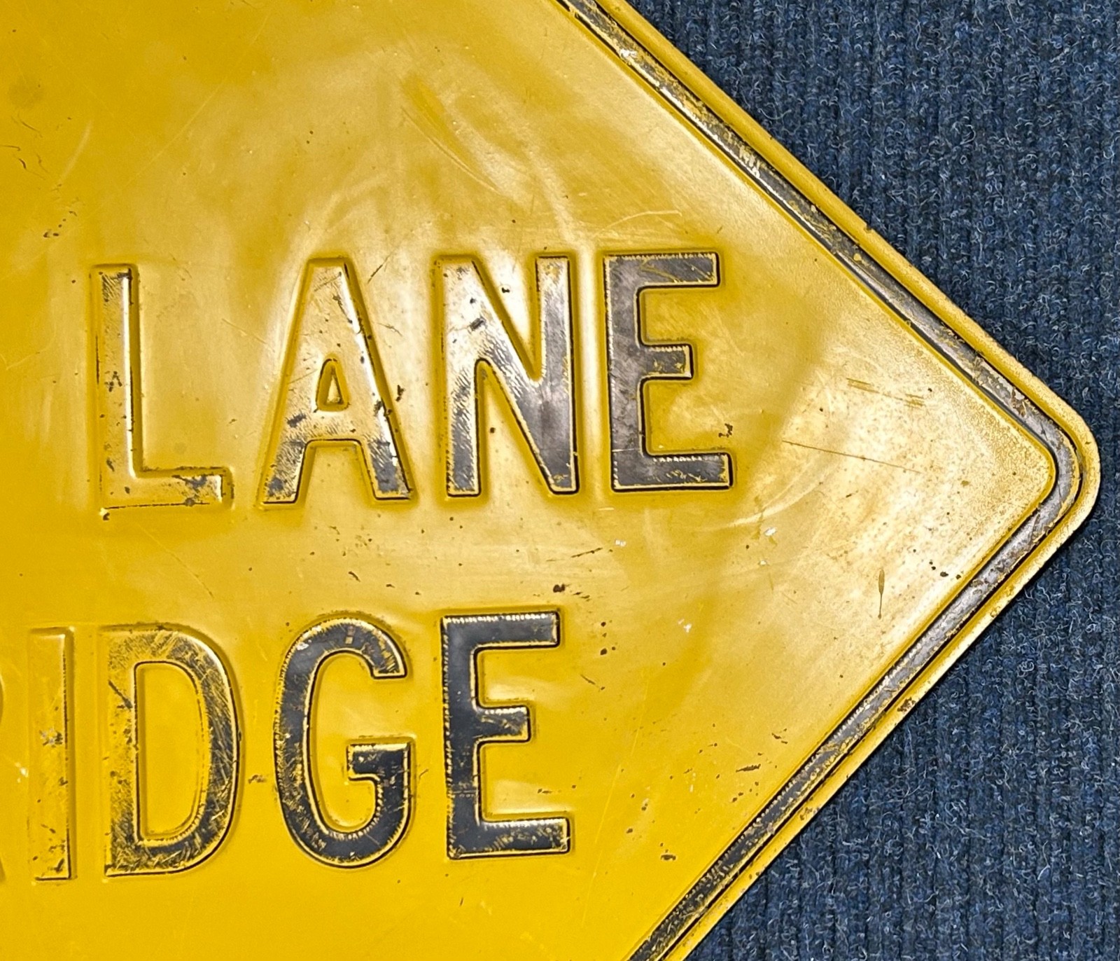 Vintage Embossed “ONE LANE BRIDGE” Heavy Steel Road Sign