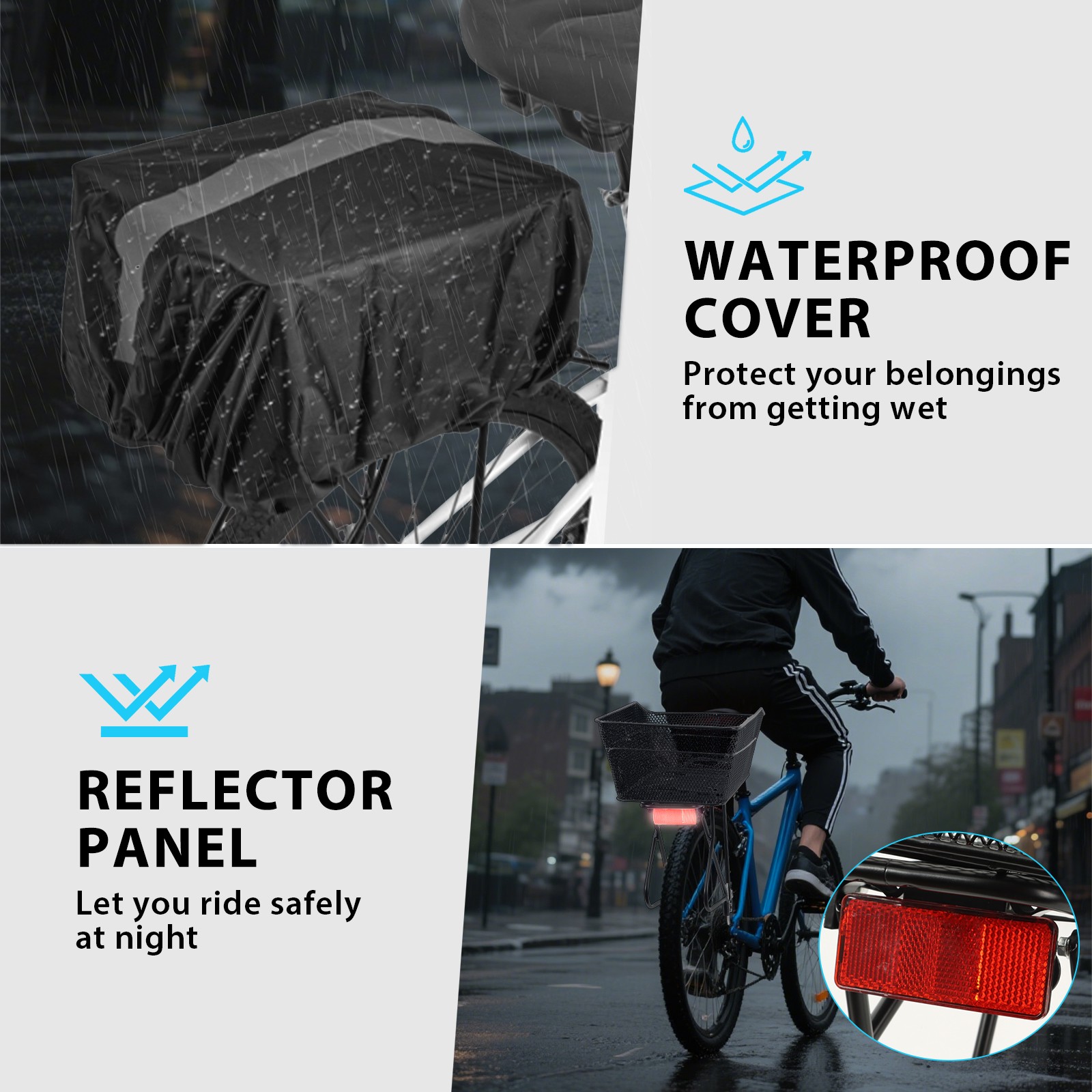 Rear Bike Rack with Basket, Aluminum Alloy Bike Back Rack, Universal Bicycle