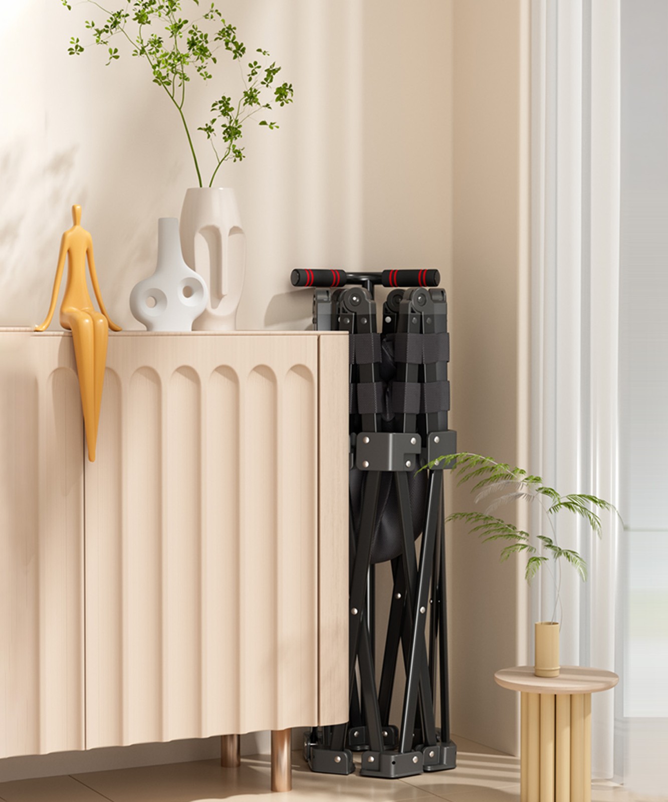 40" Foldable Fitness Trampoline Adult Exercise 330lbs Capacity Adjustable Handle