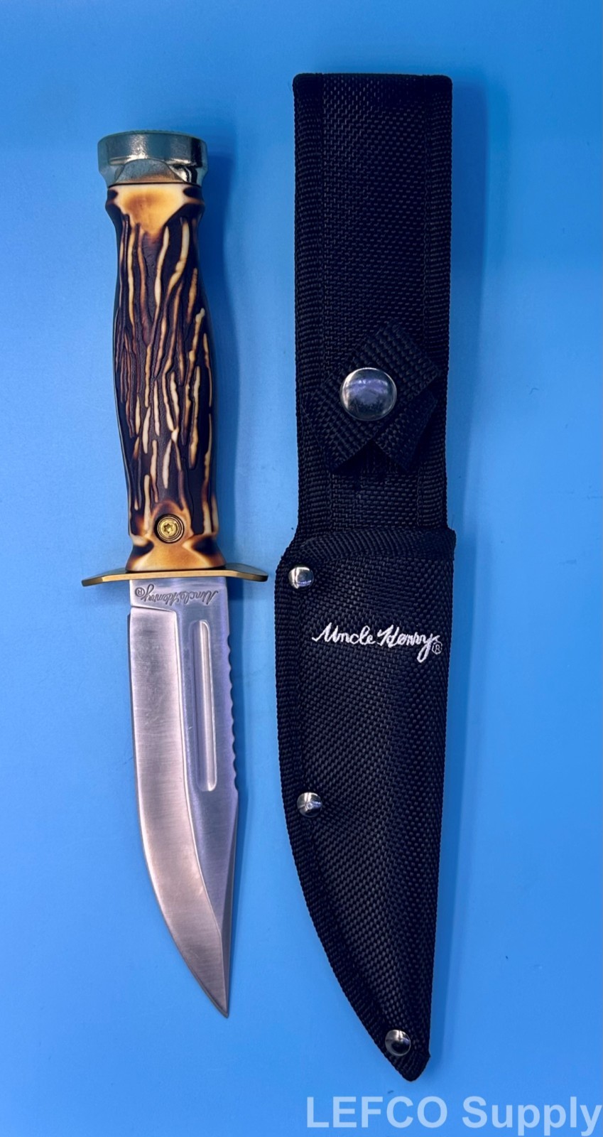 Uncle Henry Knife Set 2PC Combo Folding Knife and Bowie Fixed Blade with Sheath