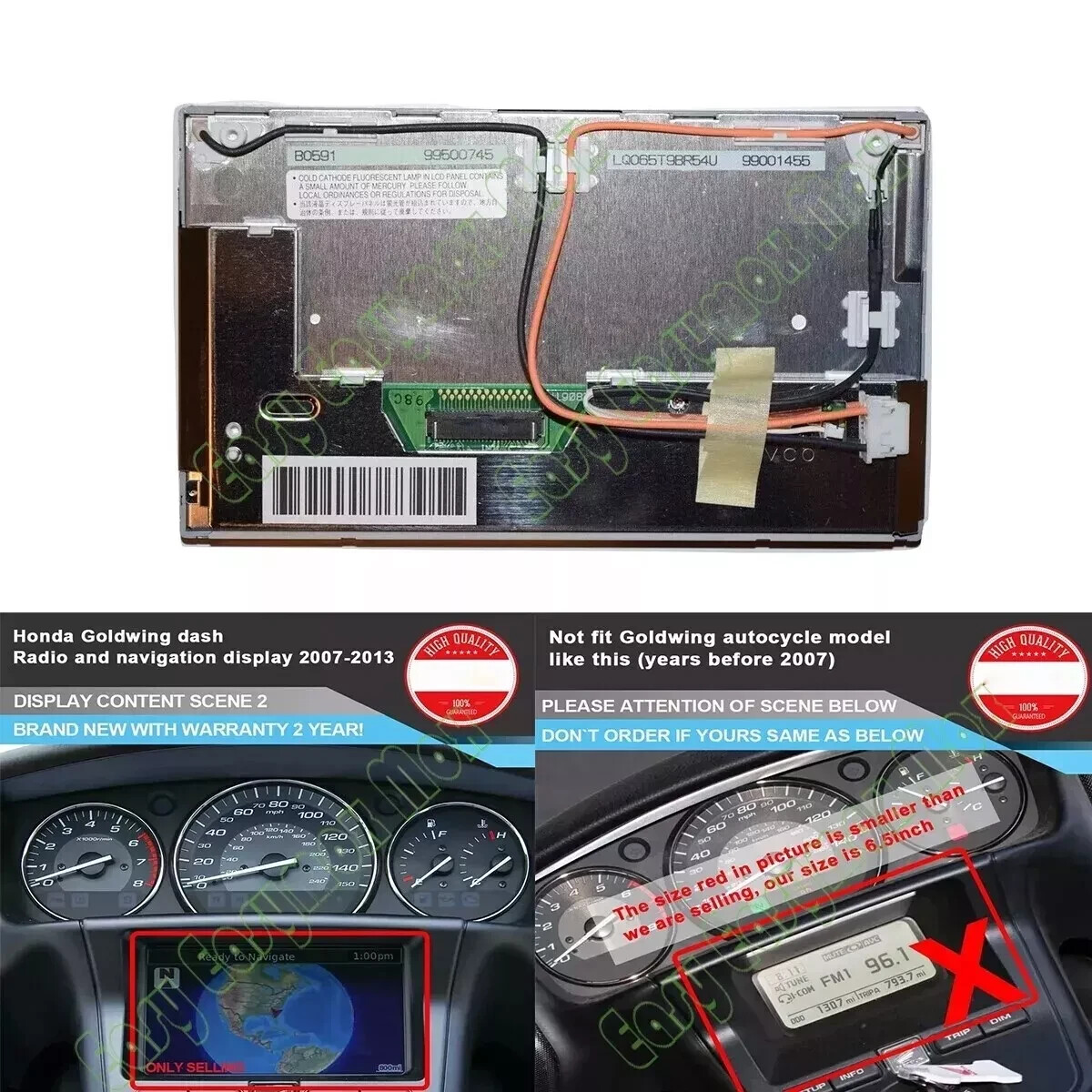 6.5'' inch Display for Honda GL1800 Goldwing 2007-2013 GPS Navigation only LCD