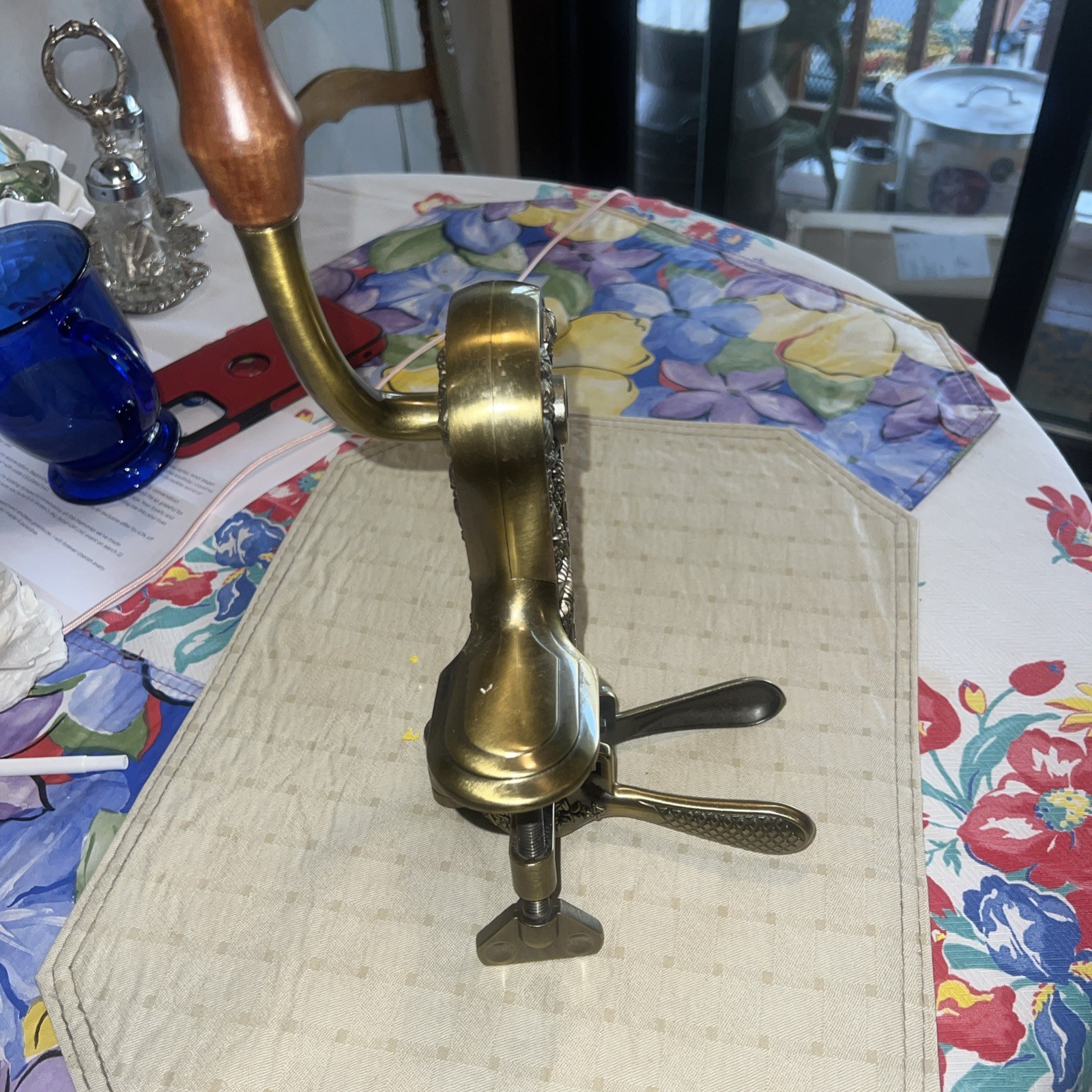 Roger Estate "LEGRAPE" Brass Table Top Corkscrew Wine Opener -- RARE VARIATION