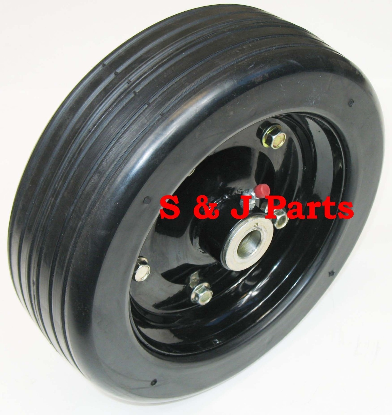 10"x 3.25" FINISH MOWER WHEEL - SOLID MOLDED TIRE - FITS 1/2" AXLE