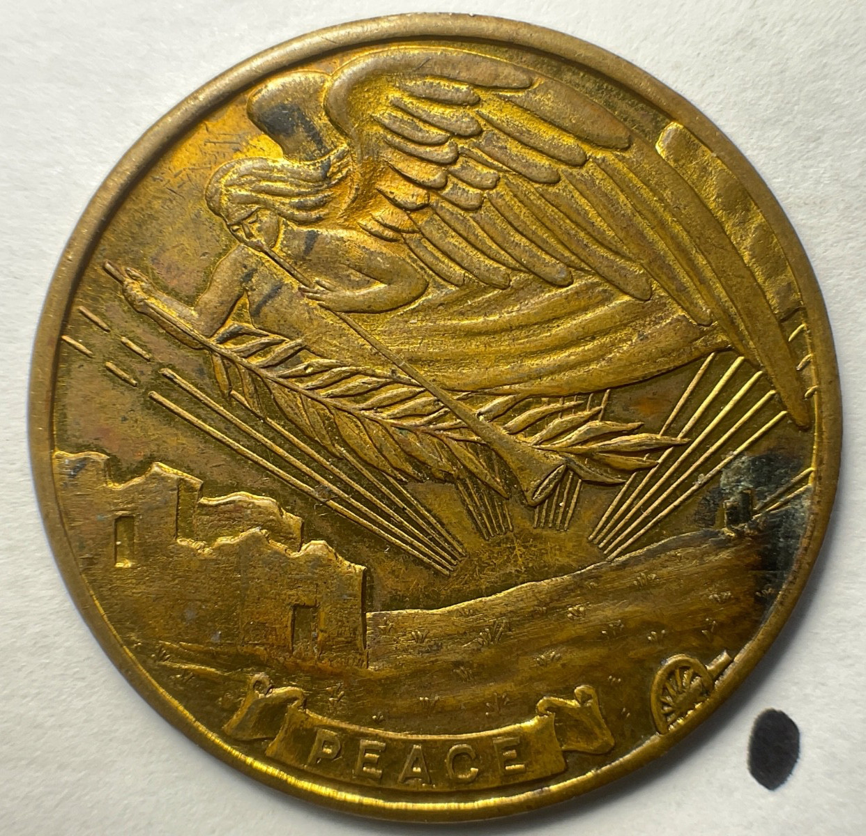 1918 World War I WWI Peace Angel So-Called Dollar HK-897 Brass Medal Token 36mm