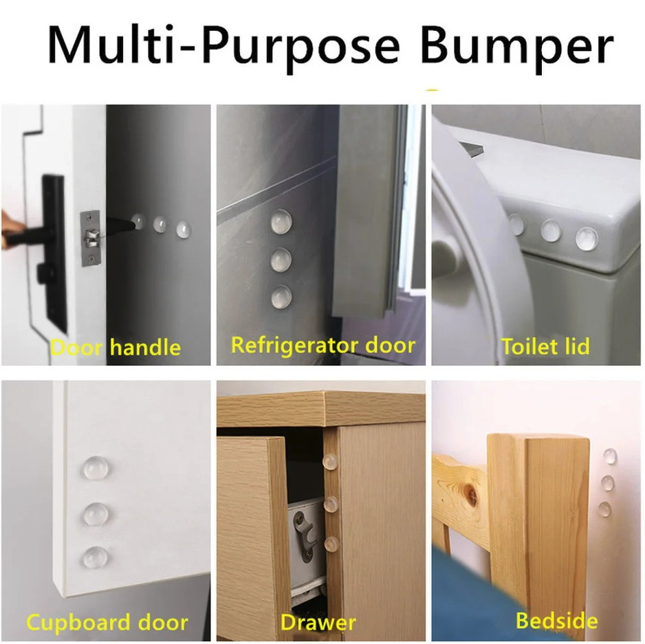 100pcs Self-Adhesive Silicone Door Stopper Pads: Cabinet Drawer Bumpers - NEW