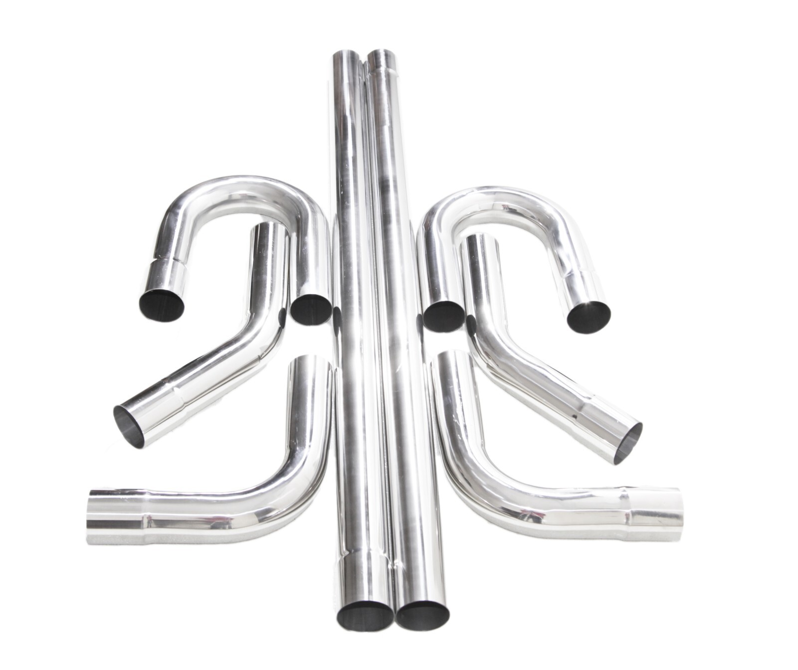 8PCS 2.5" OD Stainless Steel Straight Bend DIY Custom Mandrel Exhaust Pipe Kit