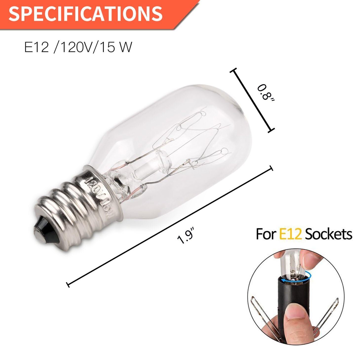 Betus 12Pcs Original Replacement Long Lasting 15 Watt Warm White Salt Lamp Bulb