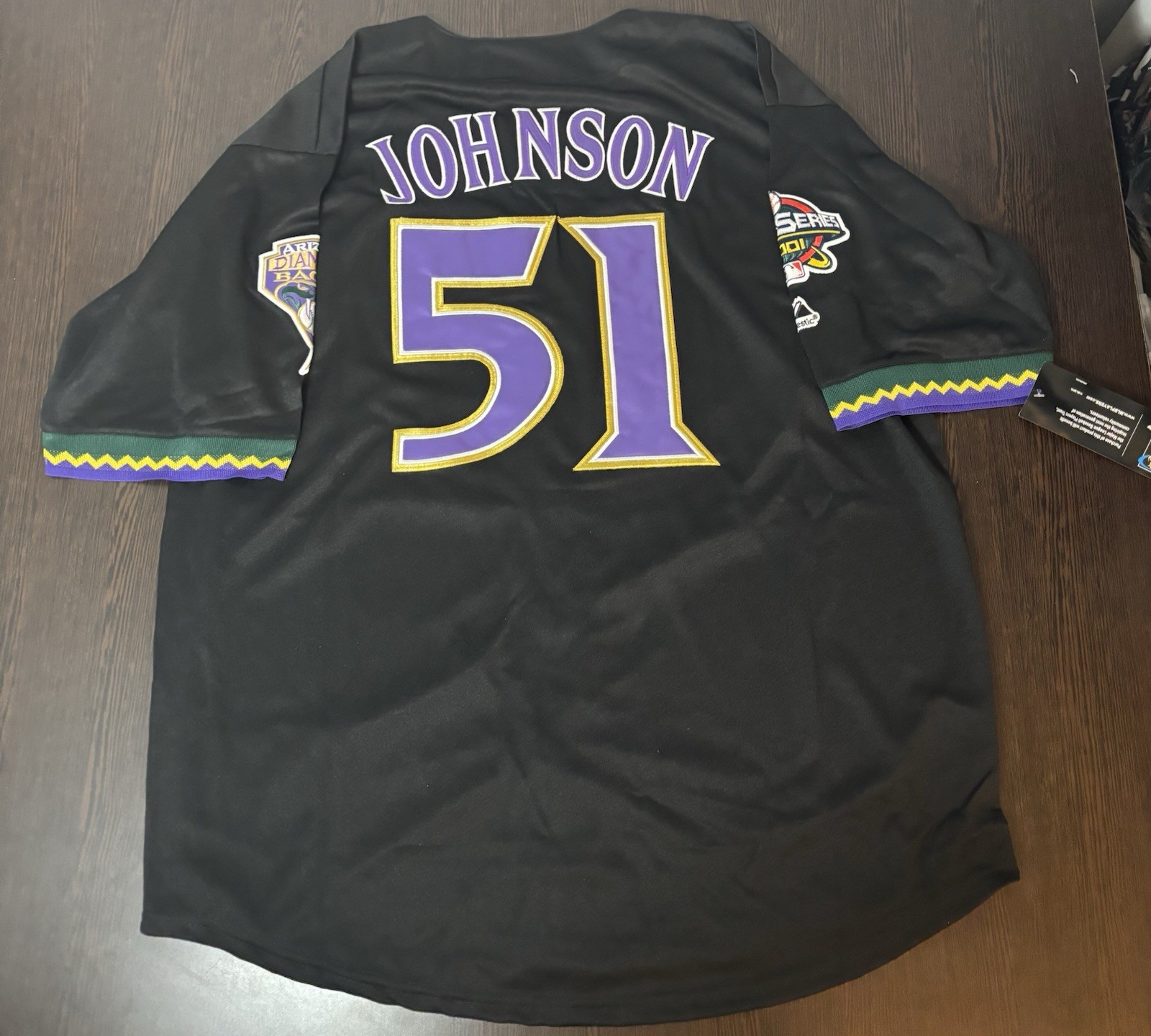 SALE Retro Randy Johnson 2001 Arizona Diamondbacks Men's World Series Jersey
