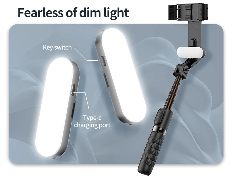 TOALLIN Gimbal Stabilizer for Smartphone,Foldable Selfie Stick, Adjustable Light