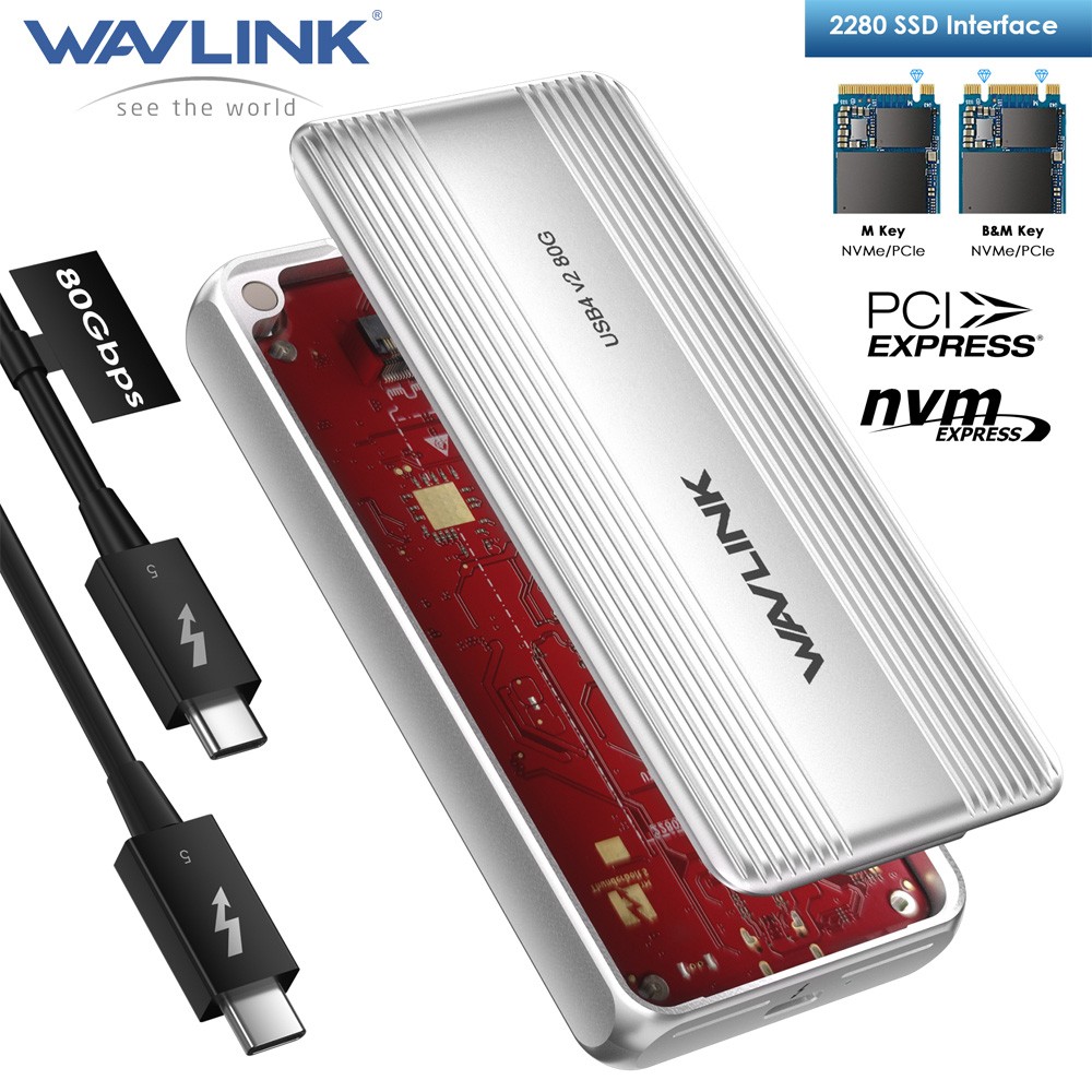 Wavlink Thunderbolt 5 M.2 NVMe SSD Enclosure 80Gbps PCIe NVMe SSD Case USB4 v2