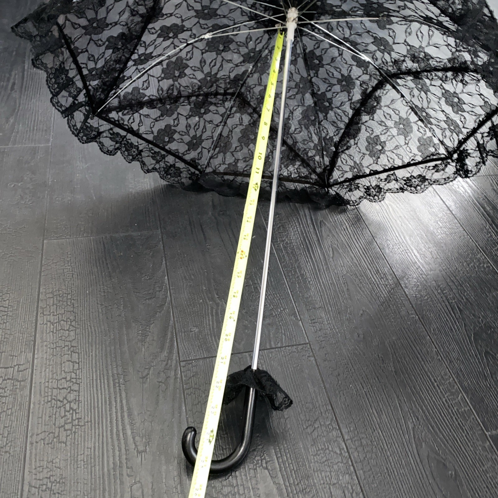 Goth Gothic Cosplay Wedding Bride Bridal Umbrella Parasol Black Lace