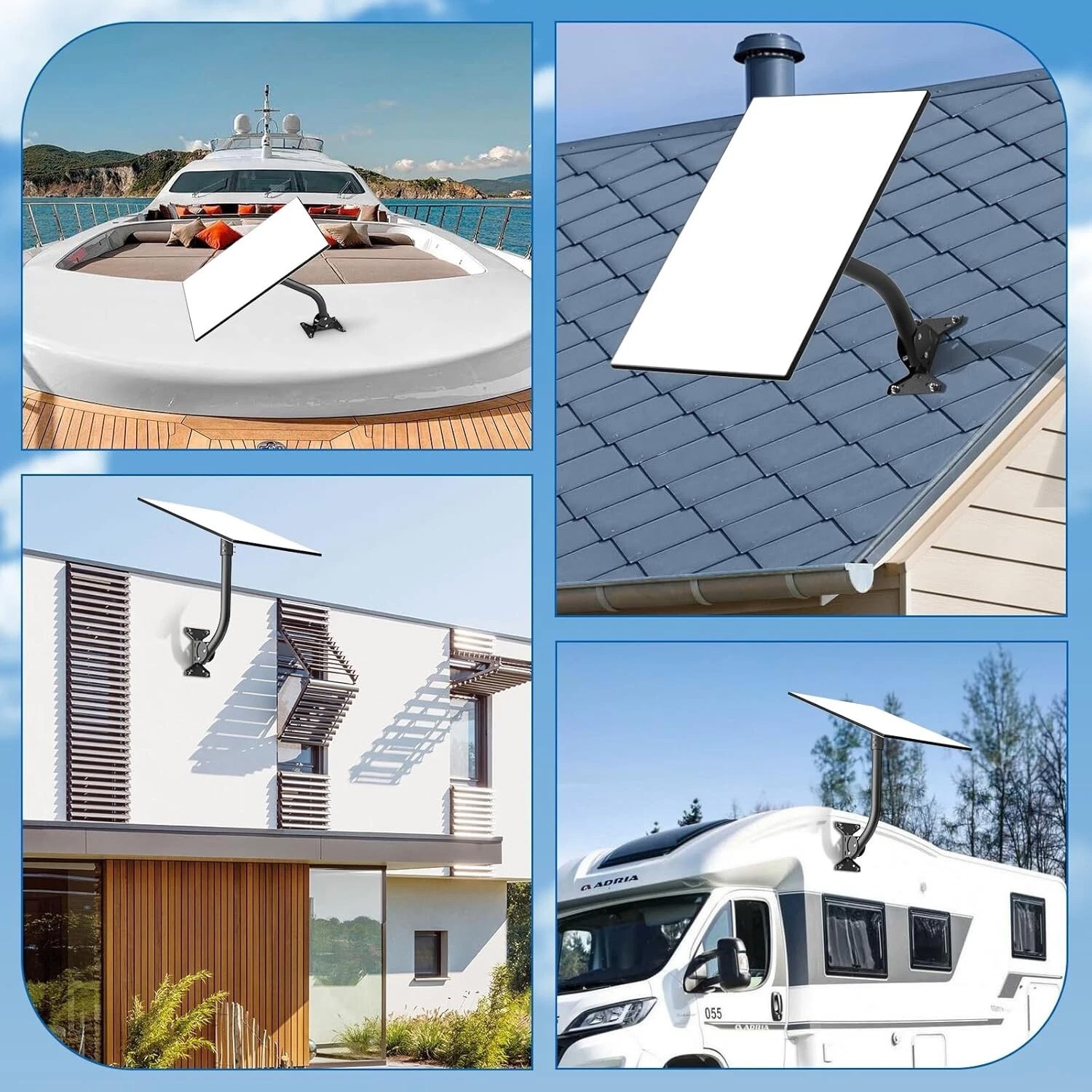 Starlink Gen 3 Mount, 180° Adjustable, Heavy-Duty Metal, Gray, Wall/Roof Mount