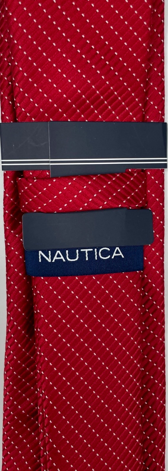 NAUTICA Men's Polyester Tie ~ Red ~ Grid Pattern ~ NEW MSRP: $55.