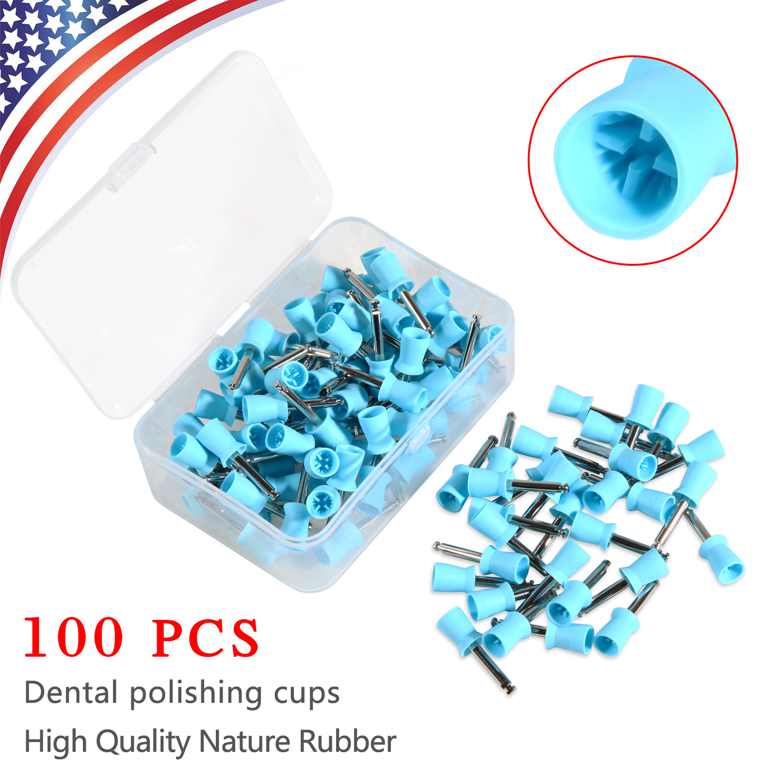 1000pcs Dental Rubber Prophy Tooth Teeth Polish Polishing Cups Latch Type Brush