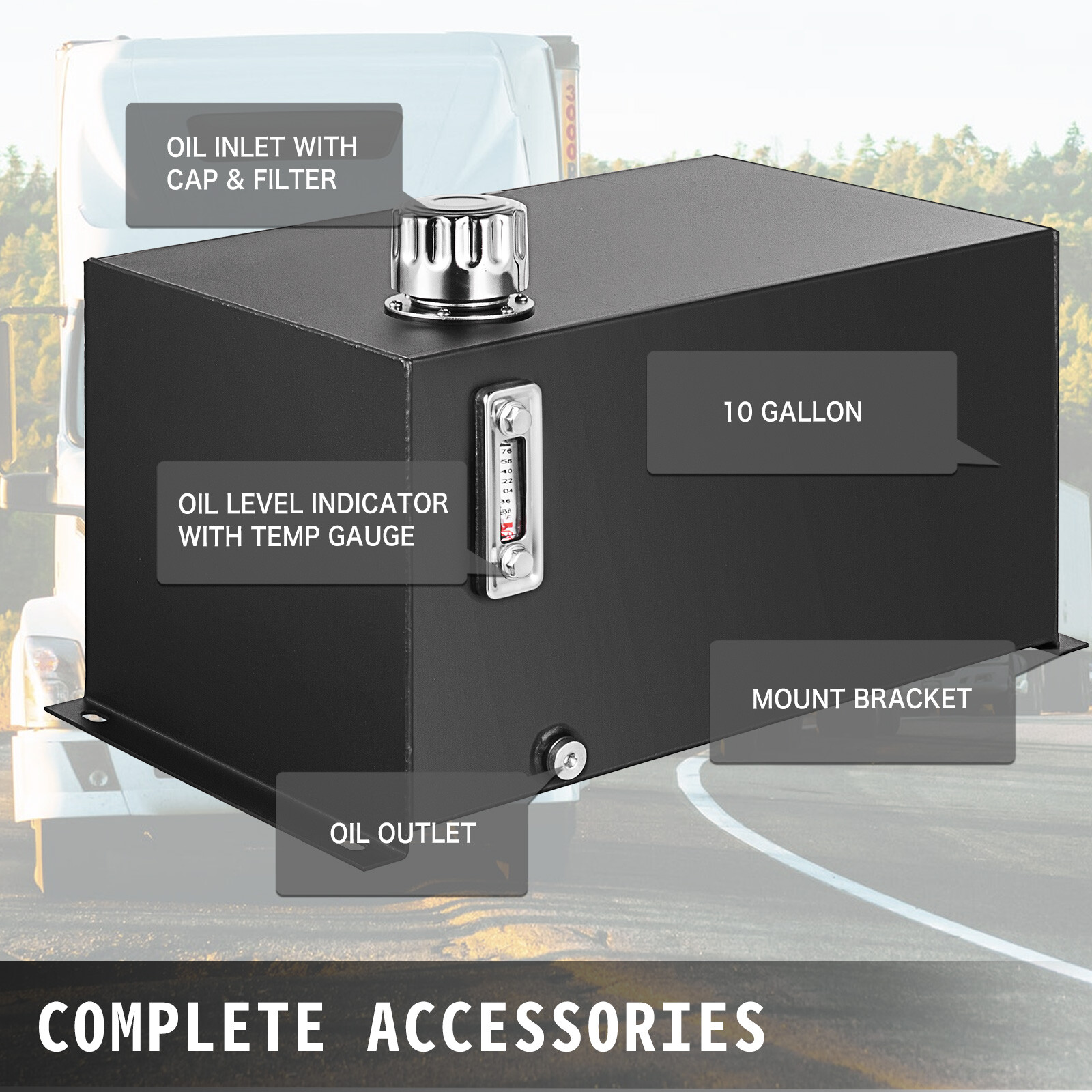 Hydraulic Reservoir Oil Tank Fuel Tank 10 Gal Steel with Filter& Tank Gauge