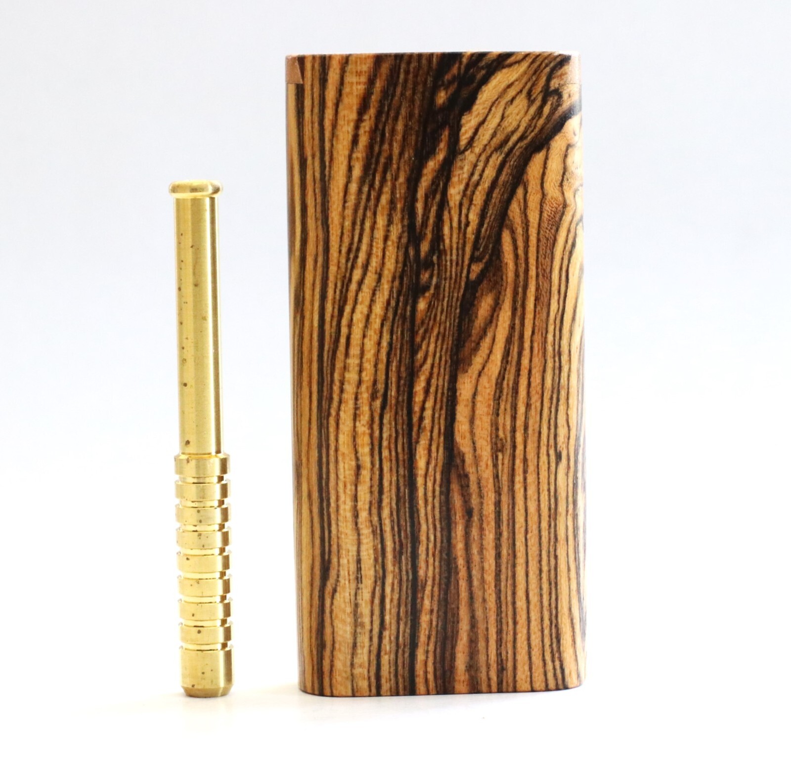 Bocote Wood Dugout with One Hitter- 4" Dugout-Slider Lid-Ribbed Brass Pipe