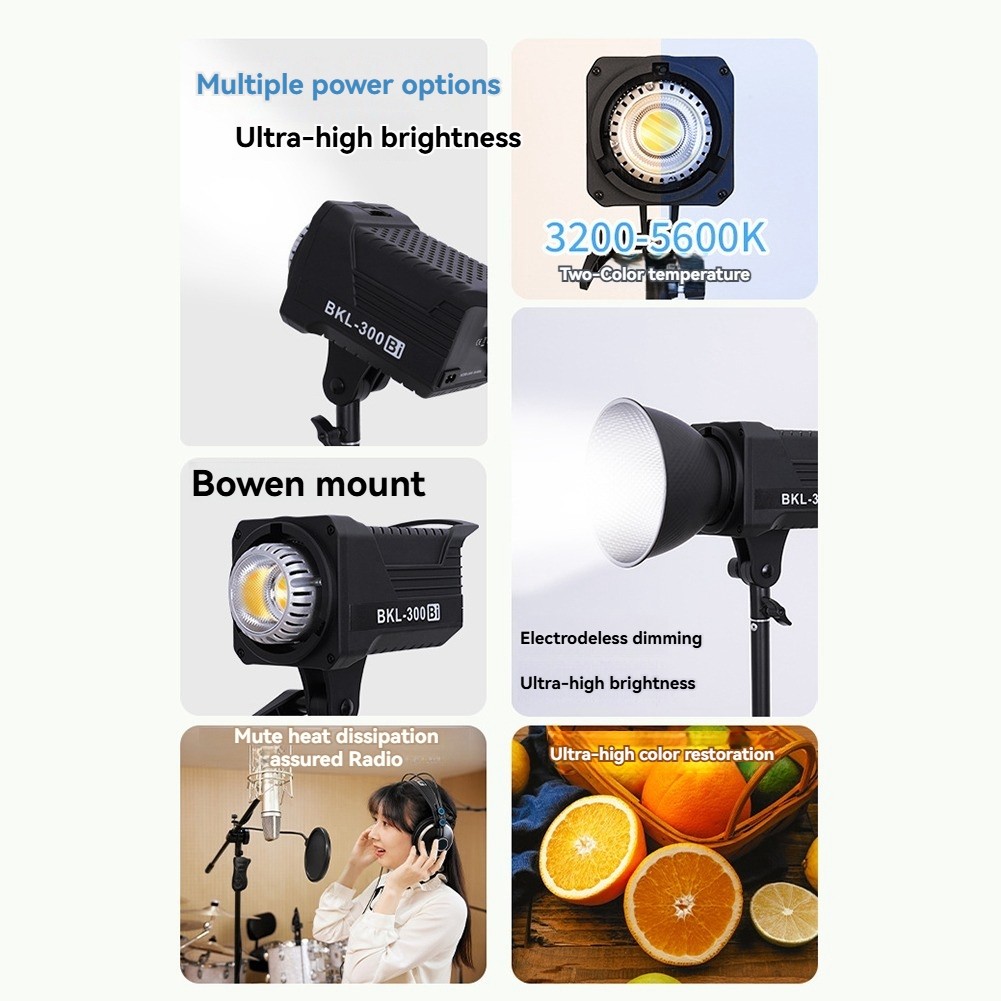 300W Bi LED Video Light, Continuous LED Lighting with 2.4G Remote for6232
