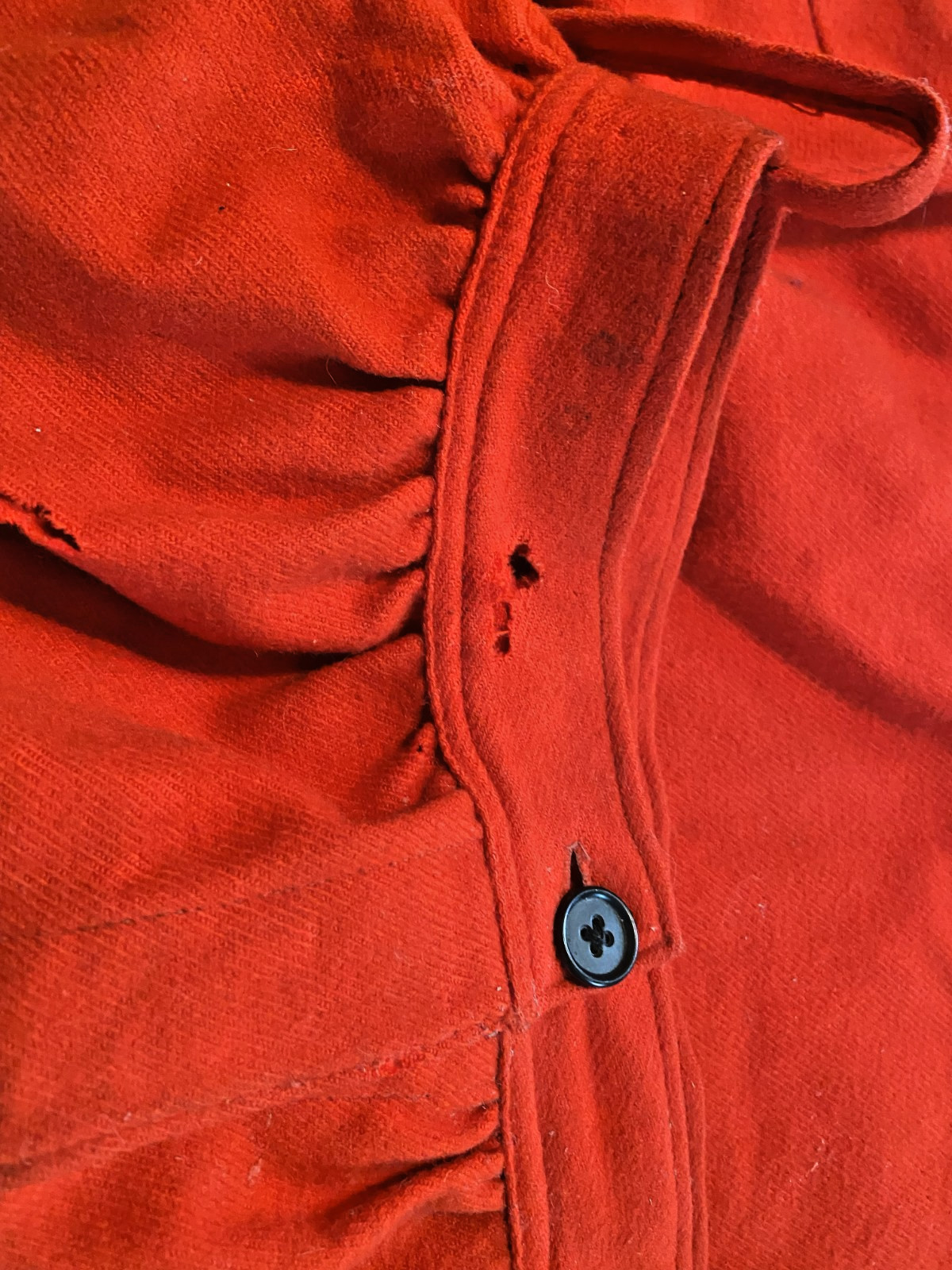RARE FIND! 1880'S HEAVEY RED WOOL BASEBALL BIB TOP OR FIREMAN BIB TOP-CA7 LOGO