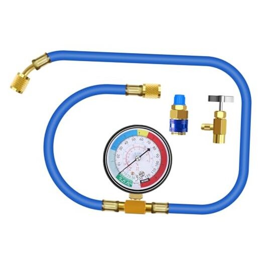 AC Charge Hose with Gauge for R134A, Car HVAC Refrigerant Recharge Kit, Home