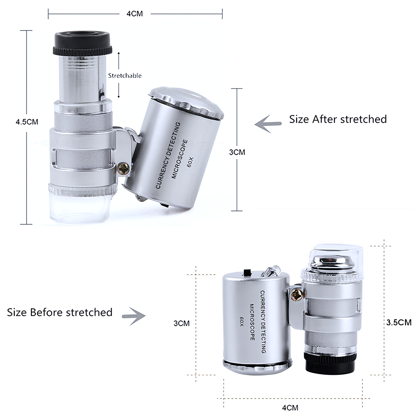 60X Magnifying Loupe Jewelry Jewelers Pocket Magnifier Loop Eye Coins Led Light