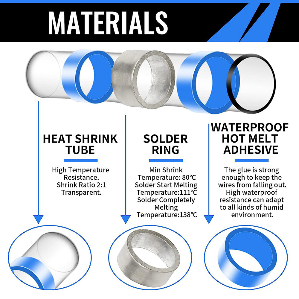 1000PCS Waterproof Solder Stick Seal Sleeve Heat Shrink Butt Wire Connectors Kit