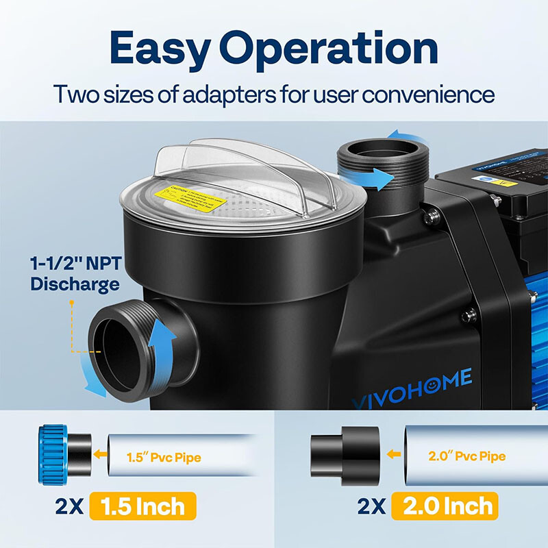 1.5/2.0/2.5HP Self Primming Swimming Pool Pump w/ Timer for in/Above Ground Pool