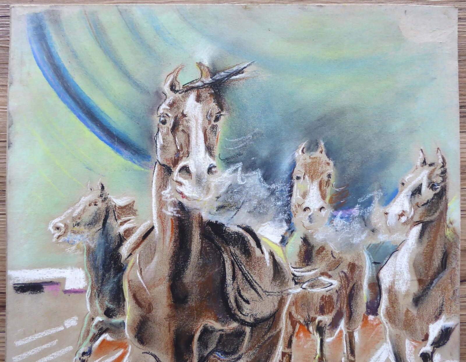 Laura Peratoner Pastel Horses Italy Switzerland Original #104