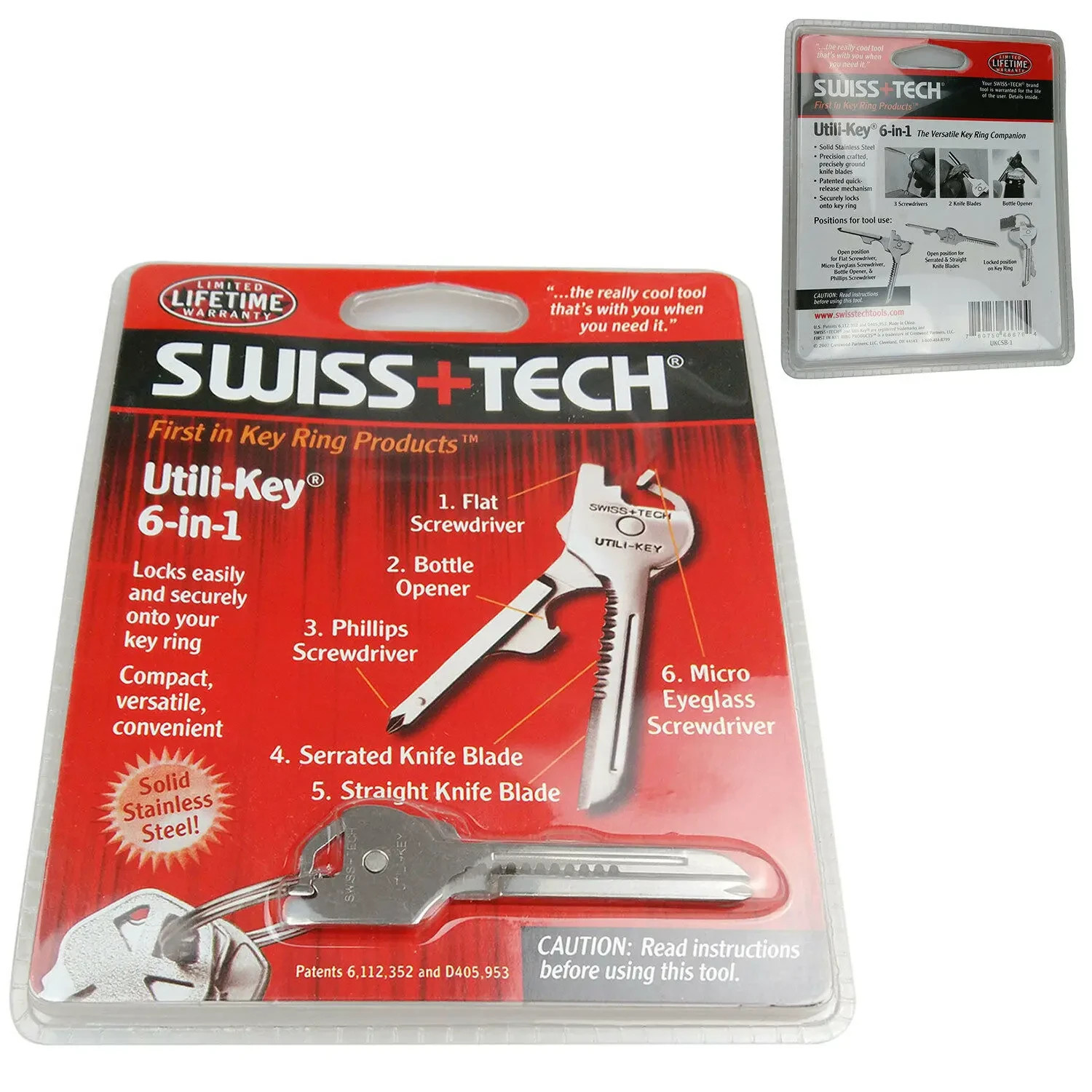 (1) Stainless Steel Swiss+Tech UKCSB 1 Utili-Key 6 In1 Keychain EDC Multi Tool