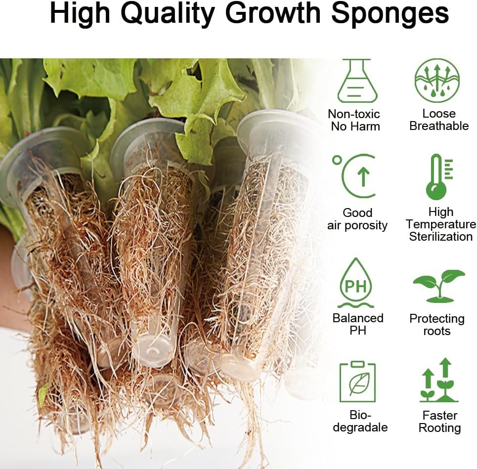 50 Pack Hydroponic Grow Sponges Seed Pods Replacement, Growing System Plant...
