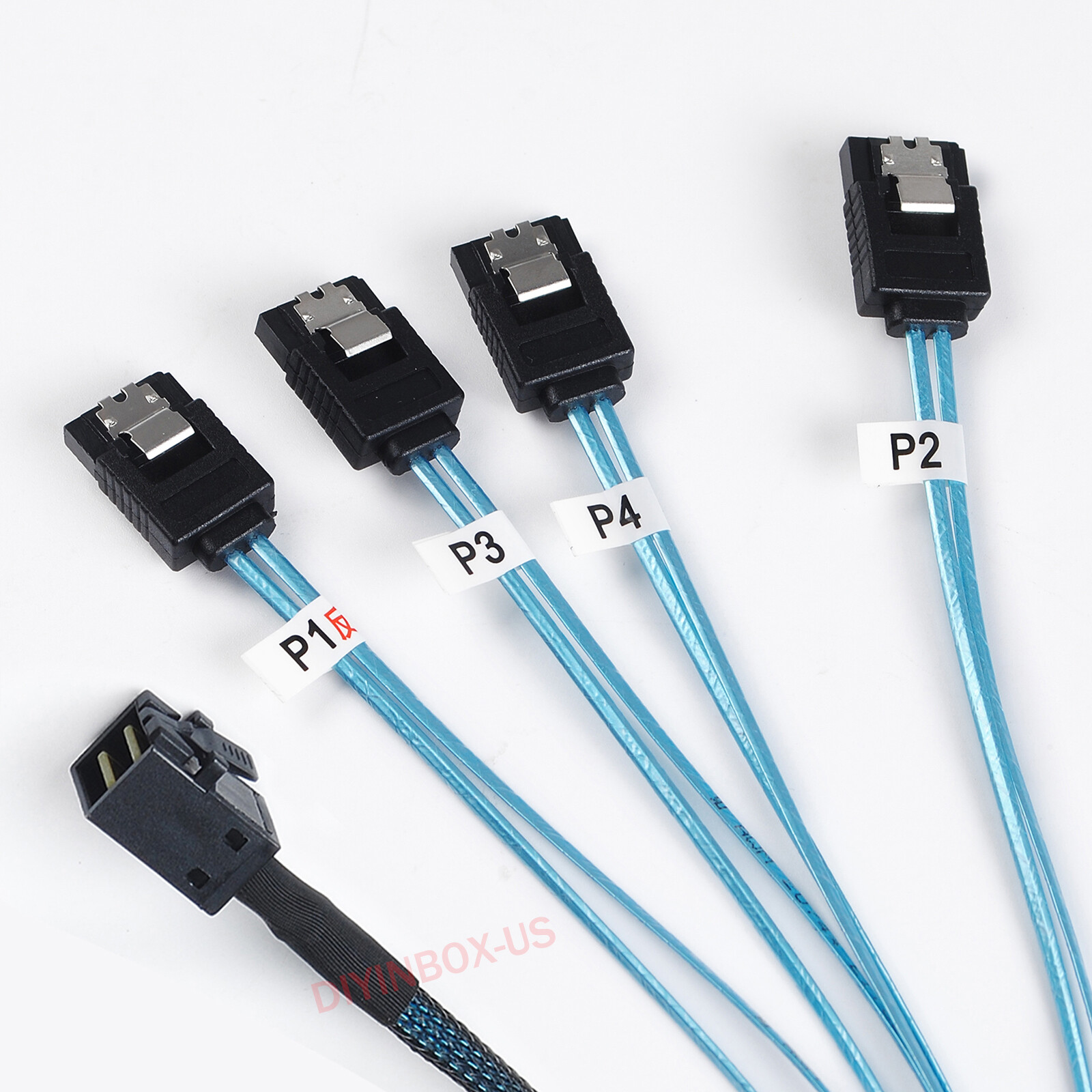 X2 Mini SAS SFF 8643 36pin to Mini 4X SATA 7Pin HD Reverse Breakout Cable 12Gb/s