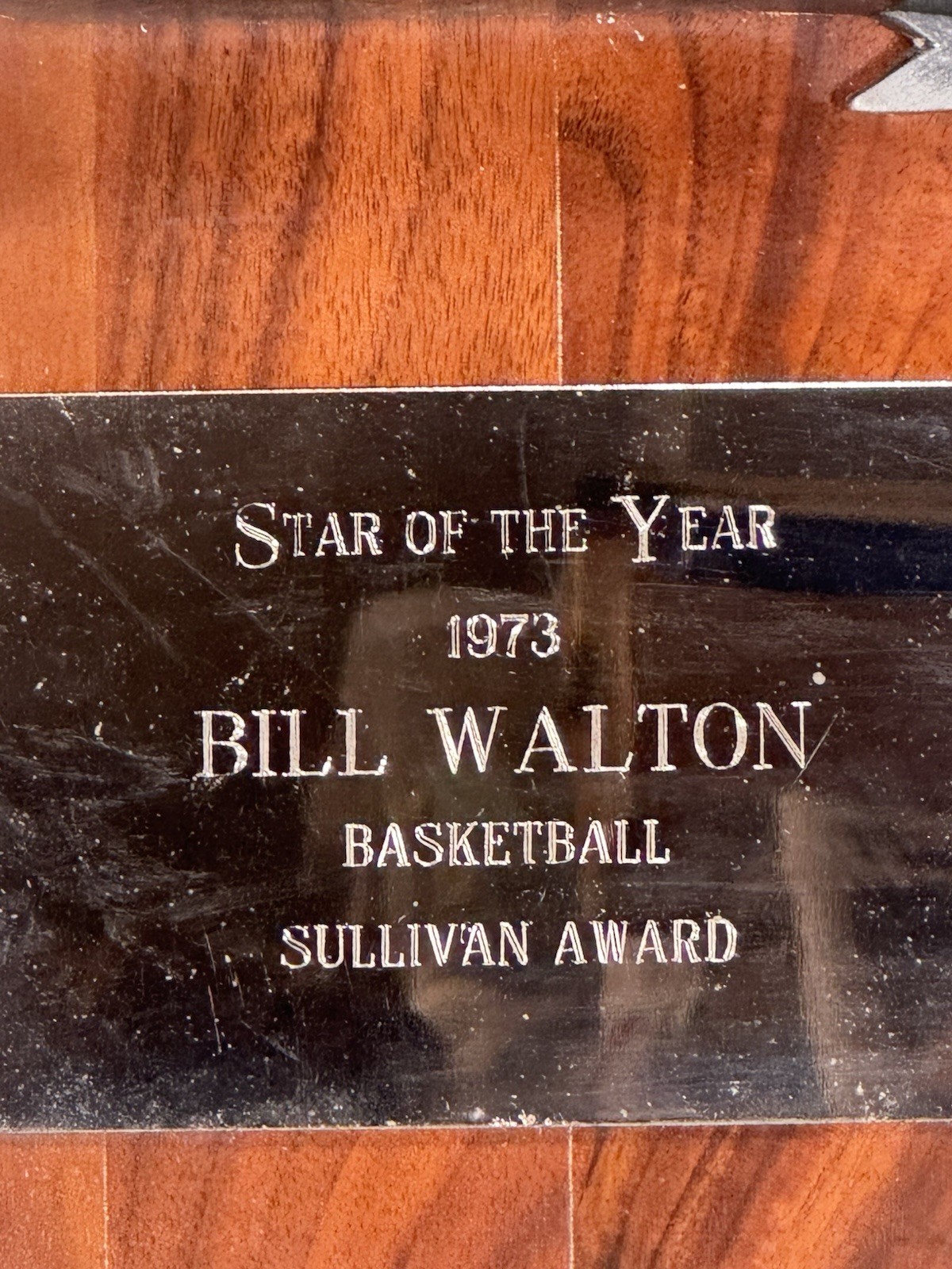 Bill Walton Personally Owned 1973 Star of the Year Sullivan Award UCLA