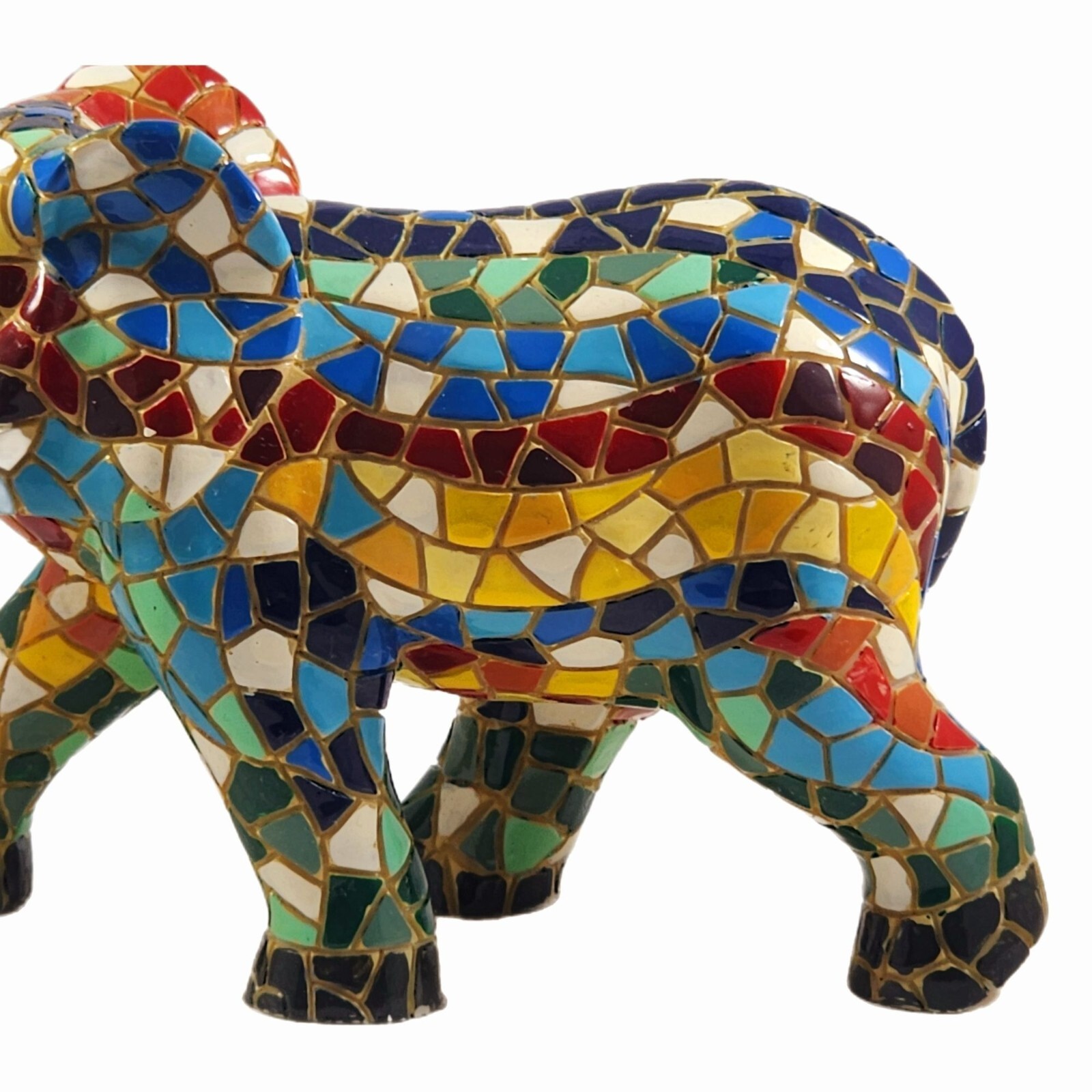 Vintage Mosaic Lucky Elephant Figurine Handmade Luck Statue Vtg Gaurdi Barcino