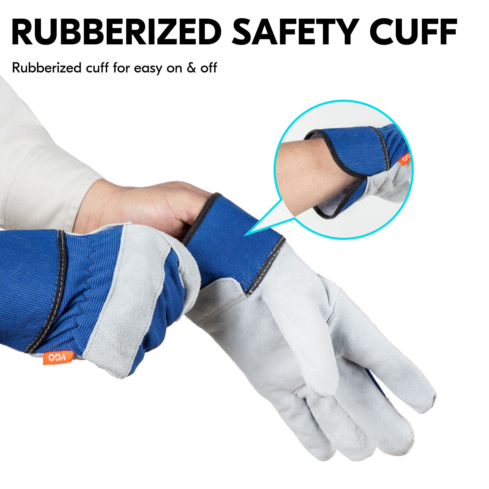 Vgo 1Pair Cow Split Leather Work/ Driver Gloves, Garden Gloves(CB3501-Blue)