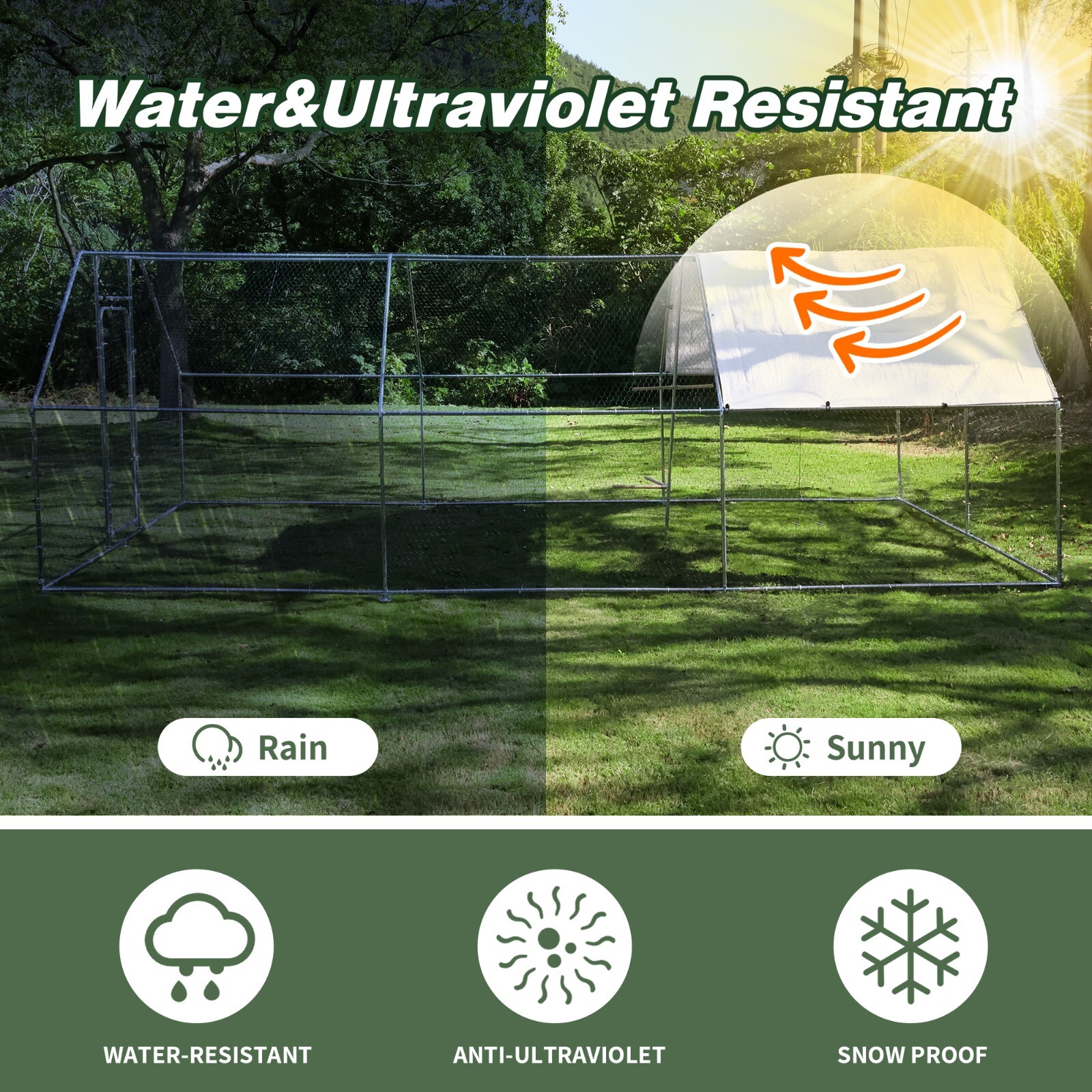 Walnest 20ft x 10ft x 6.5ft Large Metal Walk-in Chicken Coop Run Cage Hen House