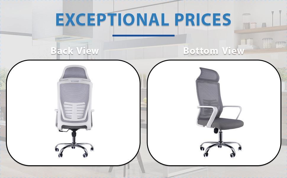 2x Ergonomic Mesh Office White Chair Lumbar Support Desk Swivel Computer Chair