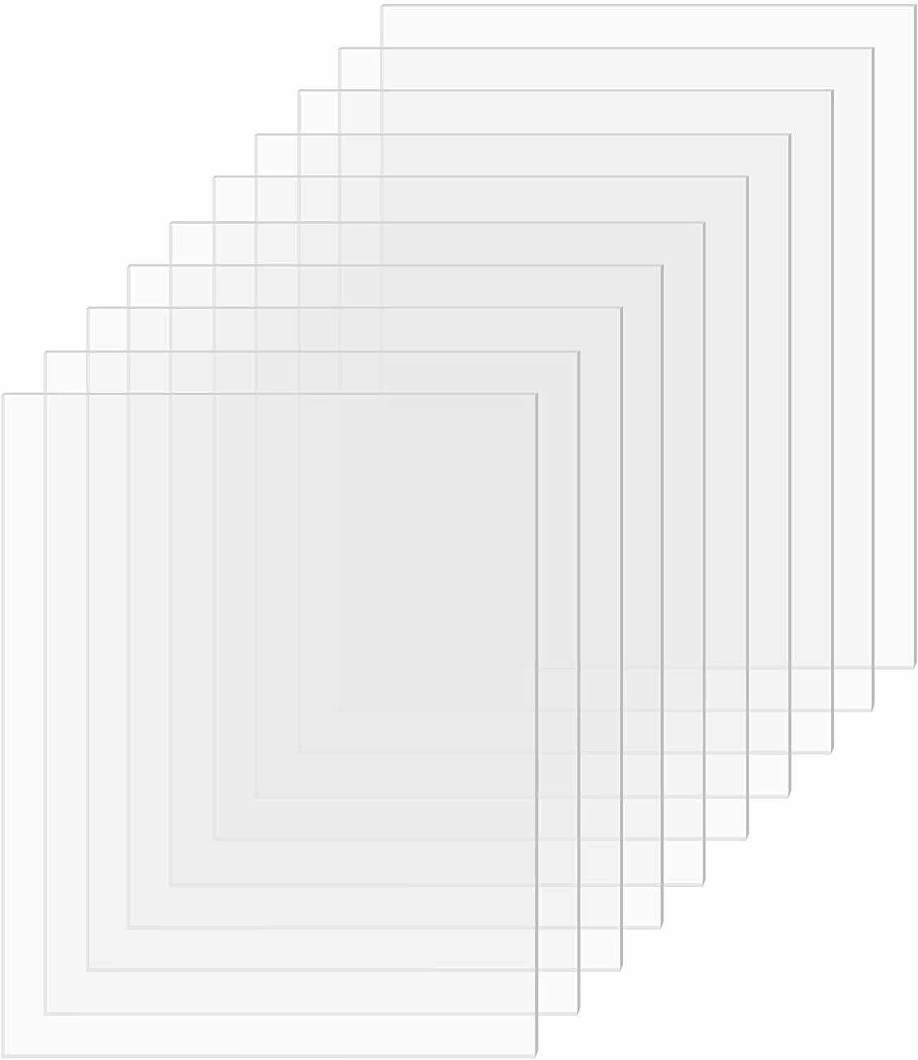 [10-Pack] SimbaLux® Acrylic Sheet Clear 8”x10” 0.04” Thick (1mm) Plexiglass
