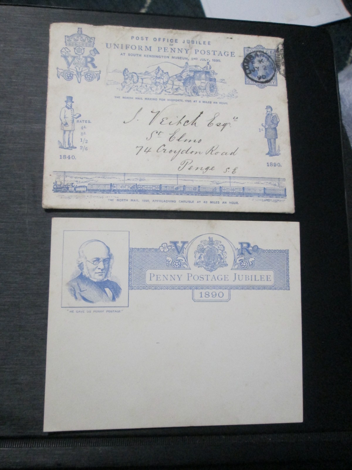 QV 1890 Uniform Penny Postage Jubilee One Penny card & envelope, Lombard St