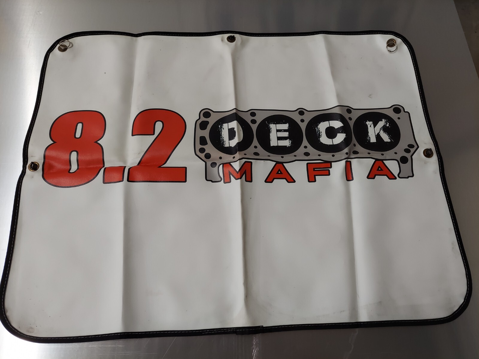 Drag Racing Tire Covers 43" X 33.5" 8.2 Deck Mafia (Pair) White Suction Cup