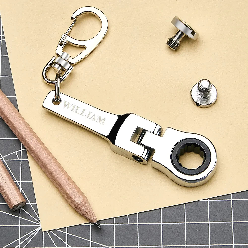 Personalized Ratchet Wrench Keychain with Engraving Keychain Mini Hardware Tool