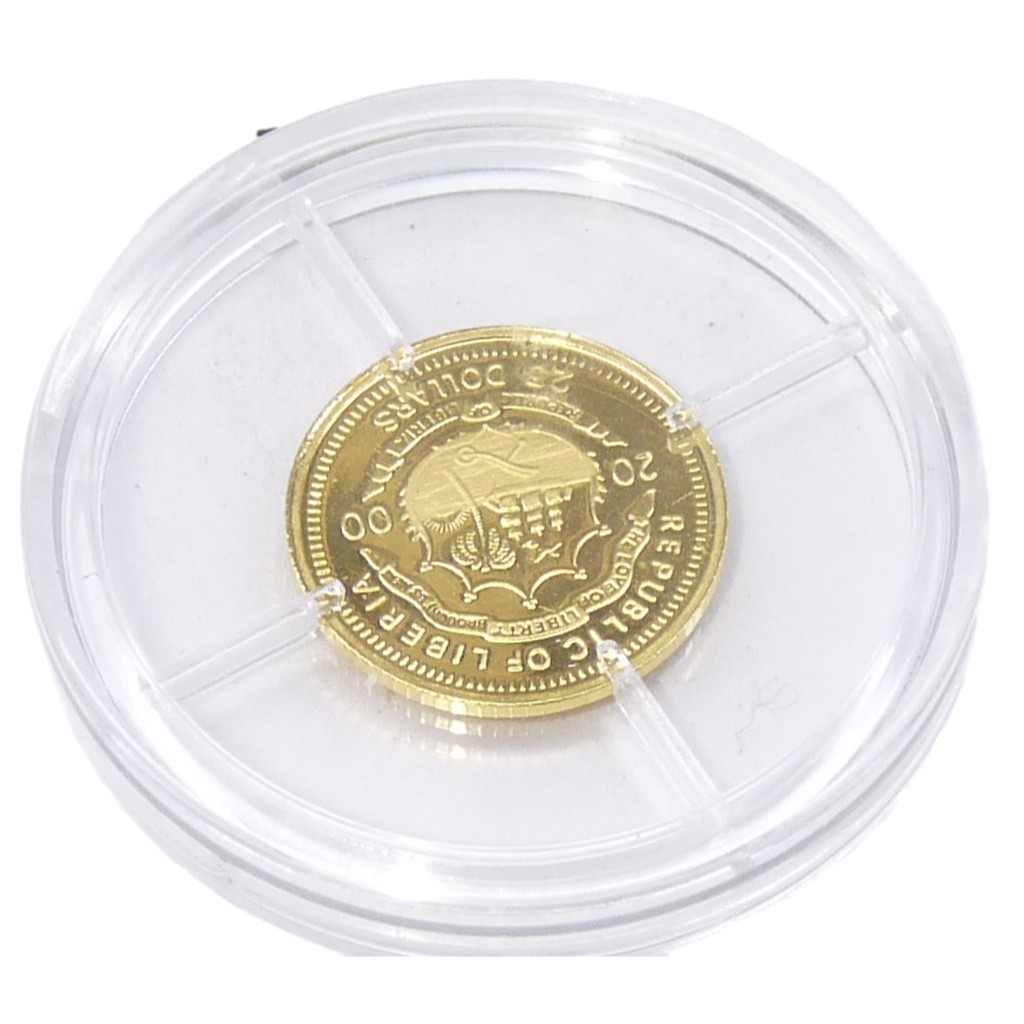 2000 Liberia $25 World's Smallest Gold Coin Queen Elizabeth II .999 w/ COA